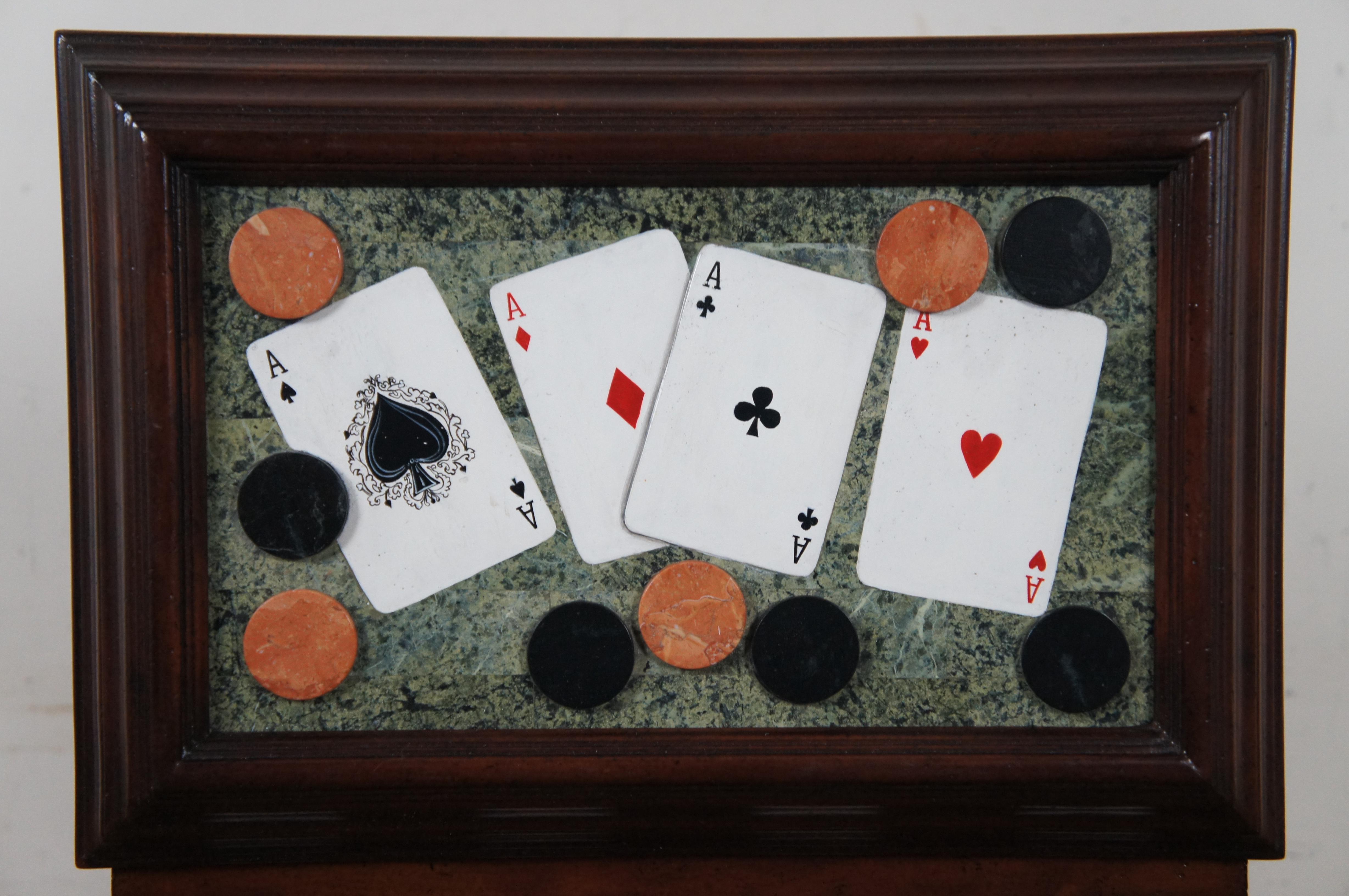 Maitland Smith Inlaid Aces High 4 of a Kind Stone Poker Game Keepsake Box 15