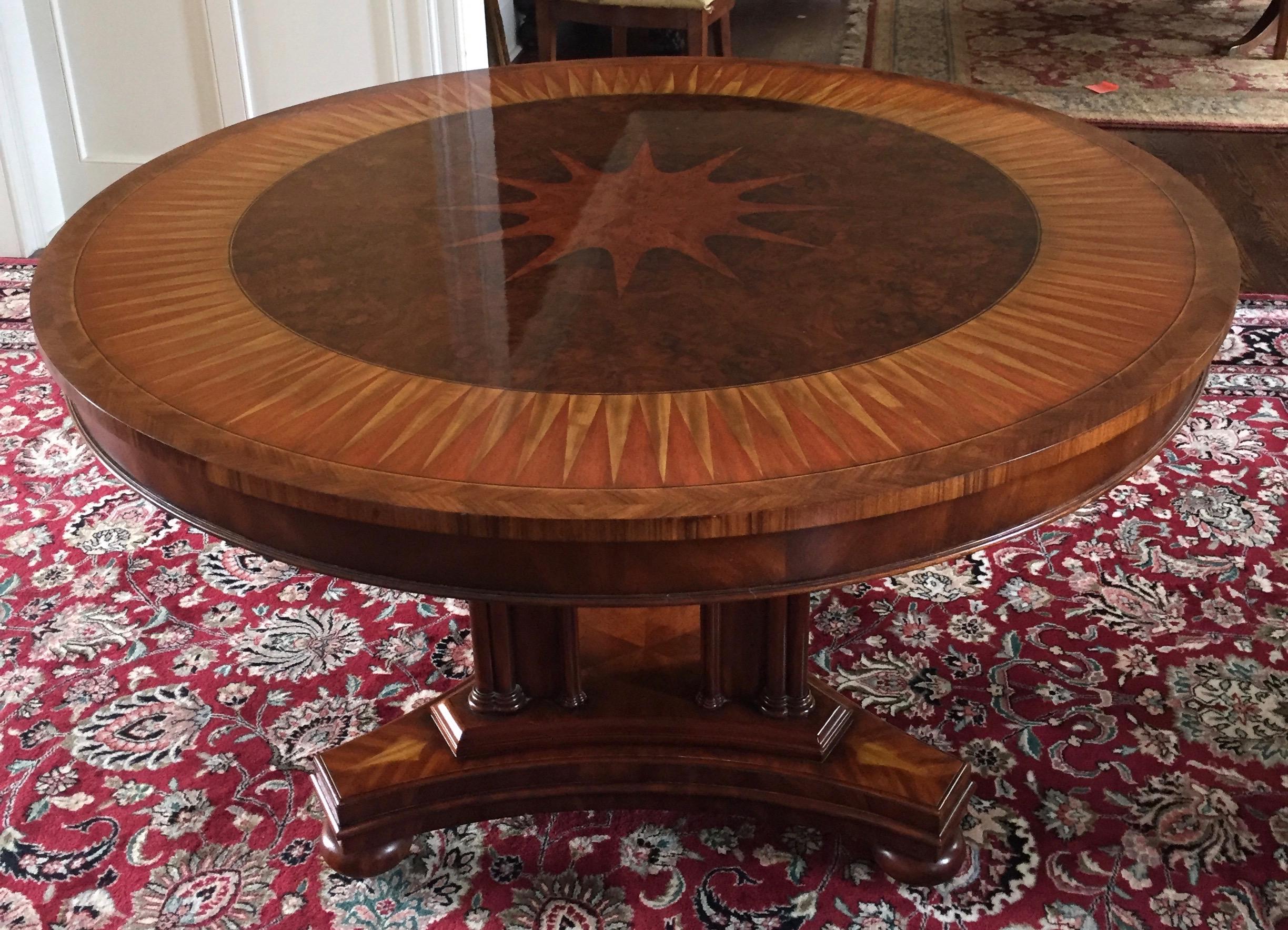 Gothic Revival Maitland-Smith Inlaid Burl Centre Hall Table