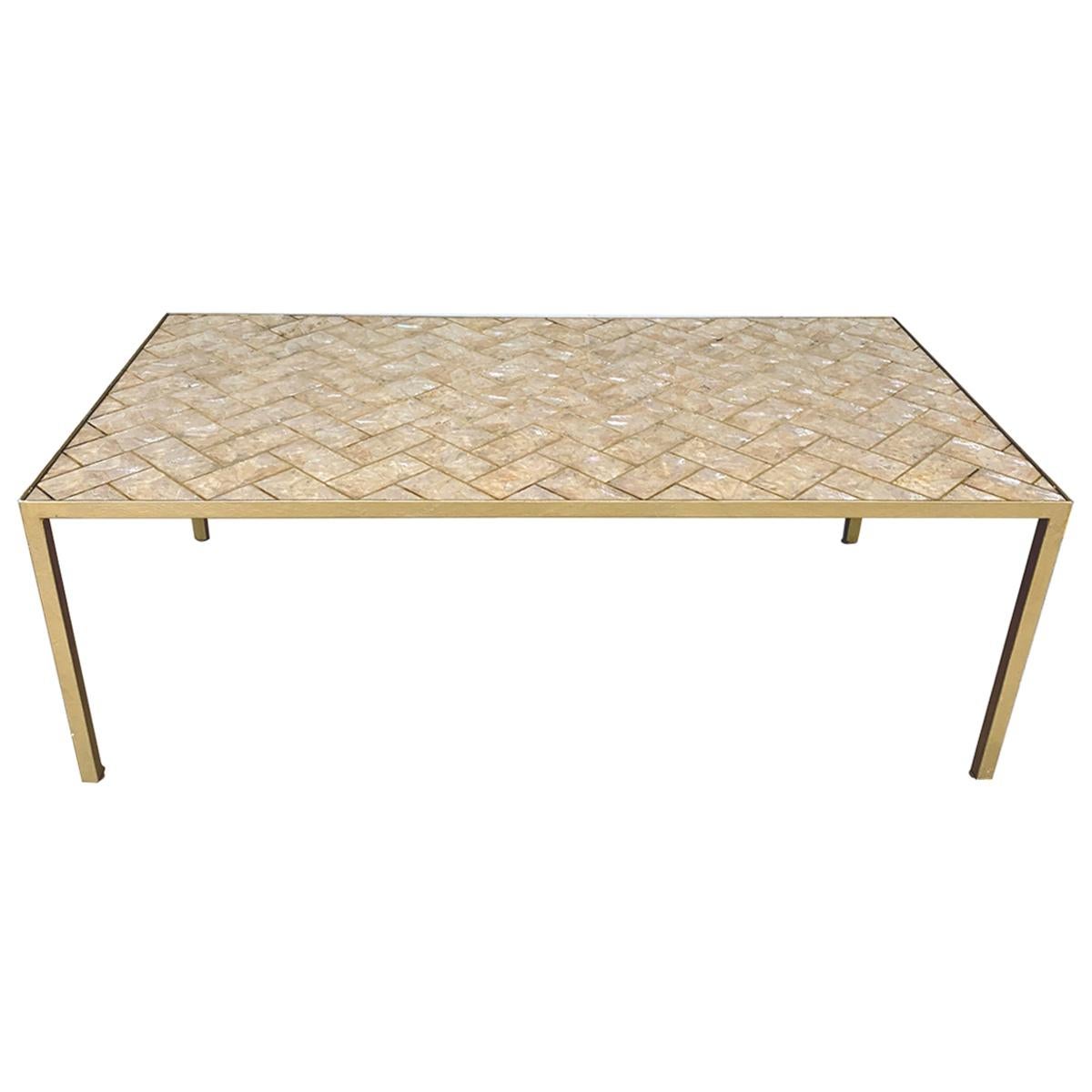 Maitland-Smith Inlaid Capiz Shell Coffee Table For Sale