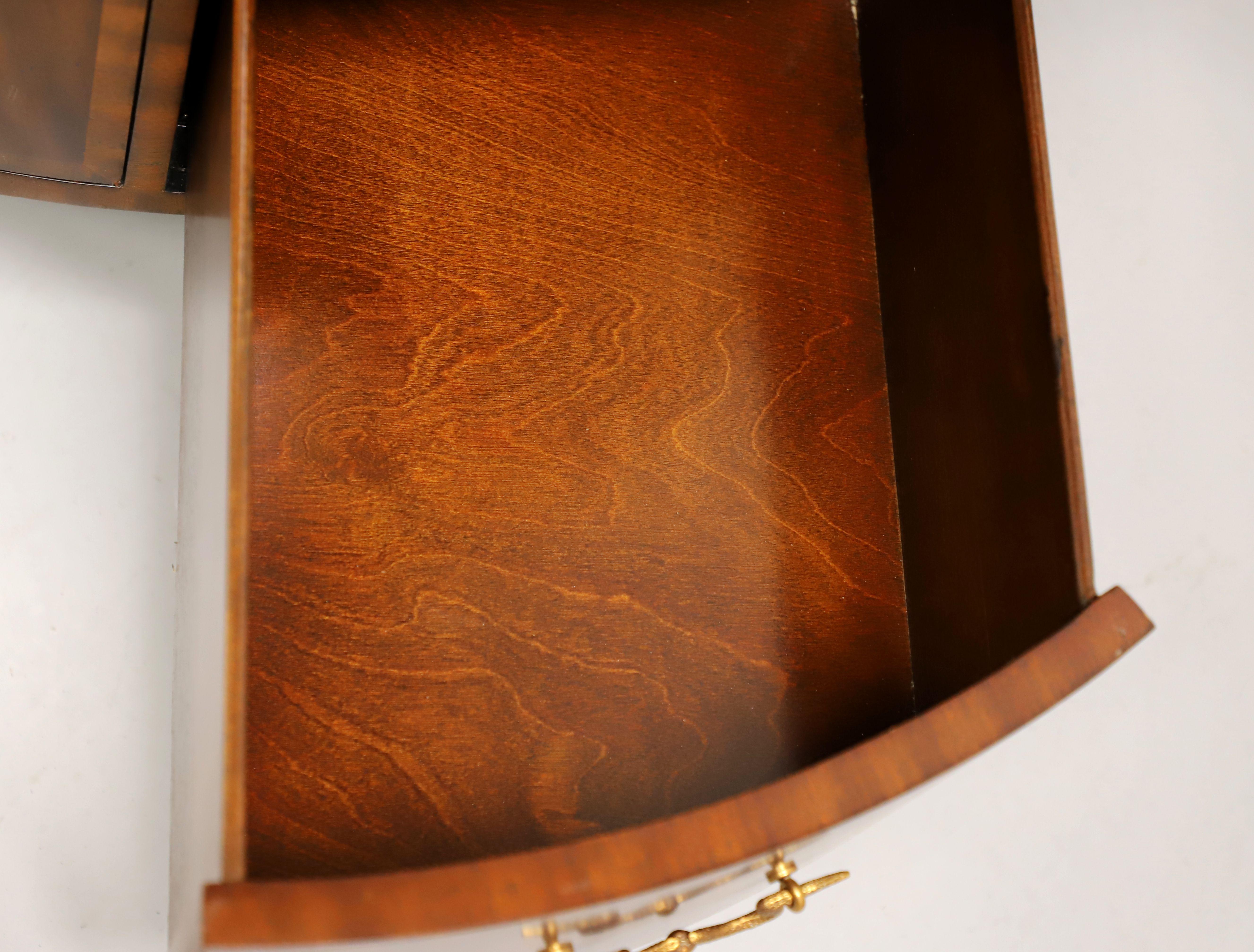MAITLAND SMITH Inlaid Flame Mahogany Regency Demilune Commode Chest 3