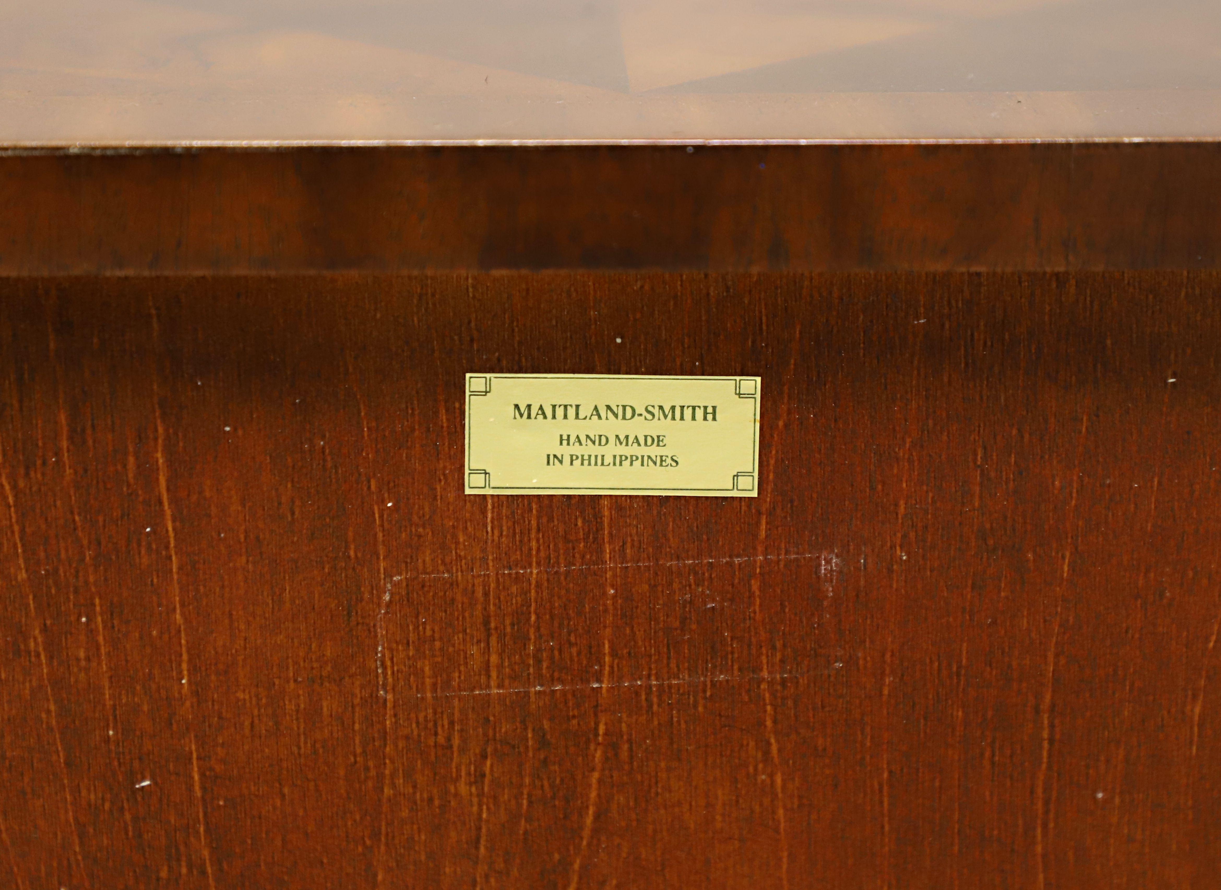MAITLAND SMITH Inlaid Flame Mahogany Regency Demilune Commode Chest 6
