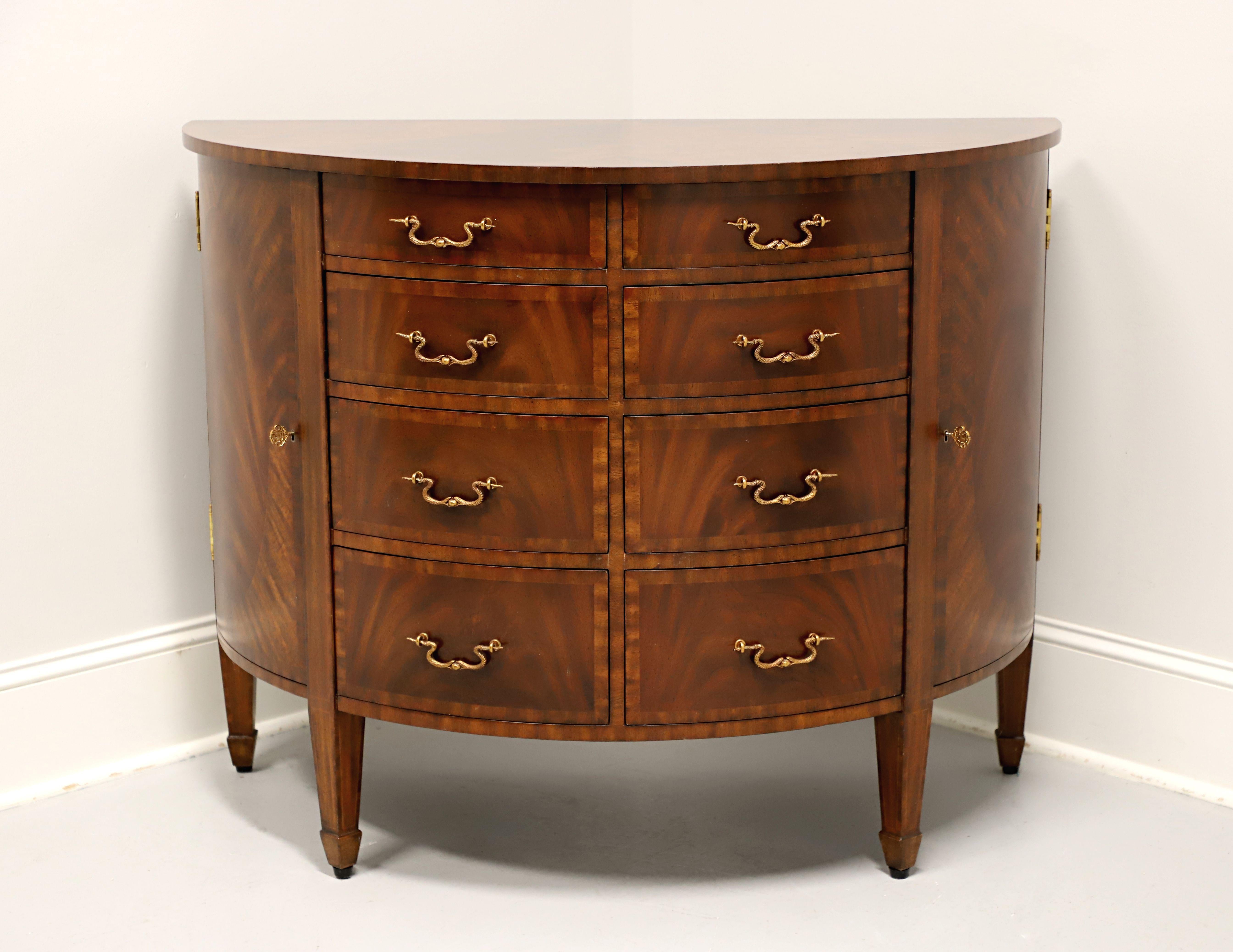 MAITLAND SMITH Inlaid Flame Mahogany Regency Demilune Commode Chest 7