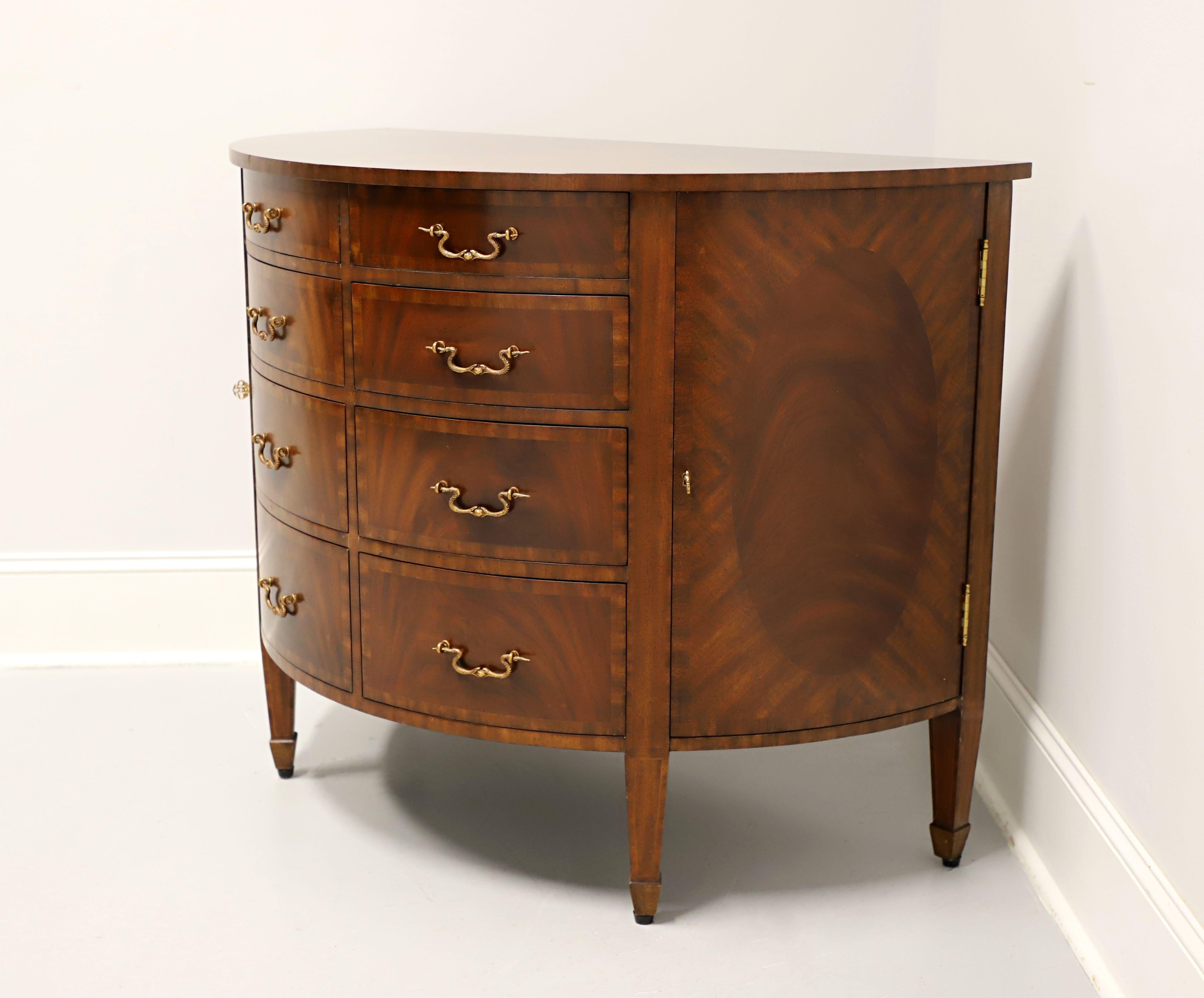 Modern MAITLAND SMITH Inlaid Flame Mahogany Regency Demilune Commode Chest