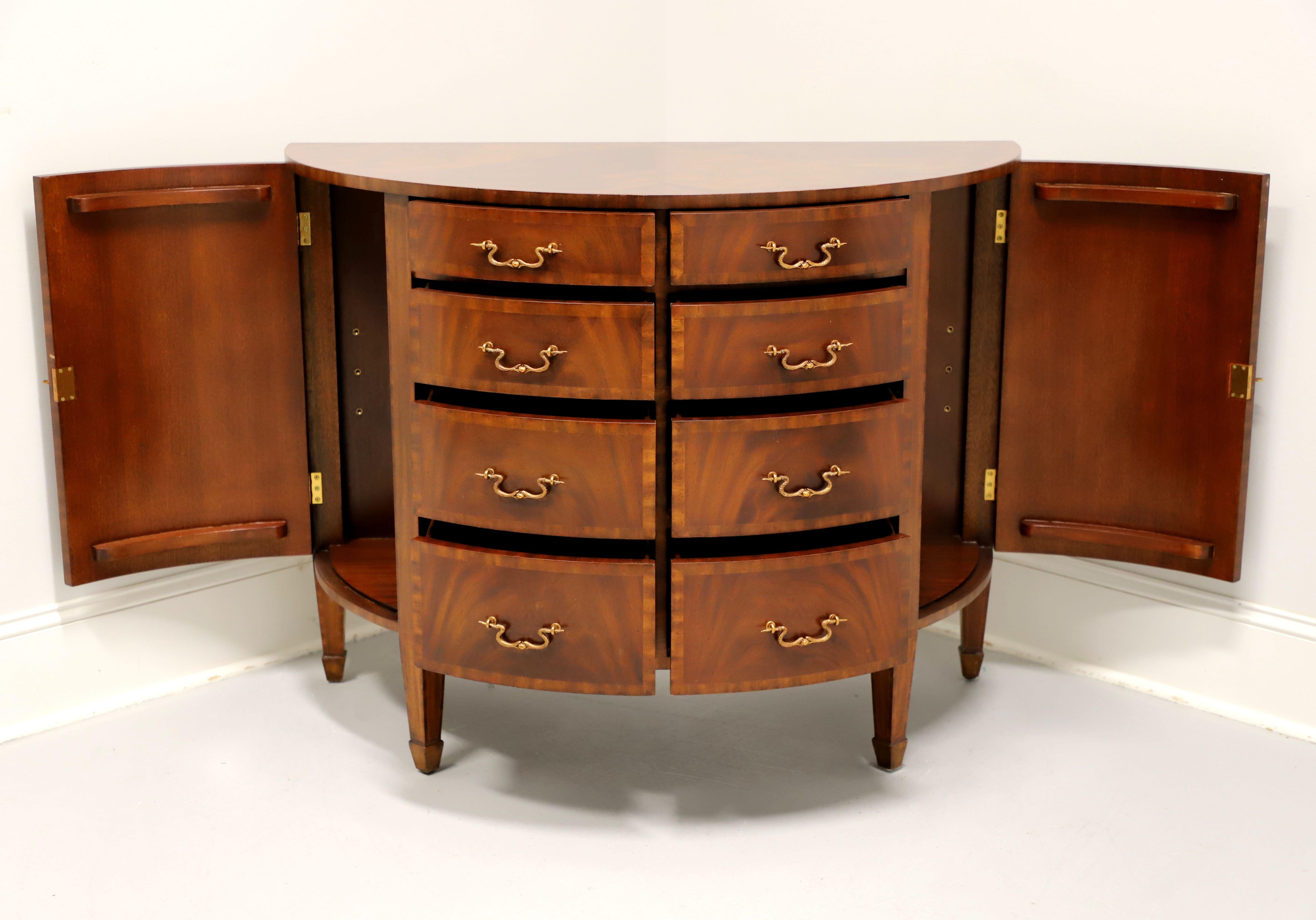 MAITLAND SMITH Inlaid Flame Mahogany Regency Demilune Commode Chest In Good Condition In Charlotte, NC