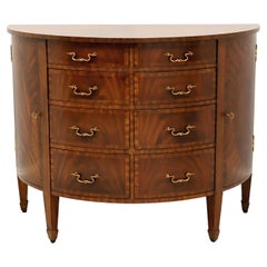 MAITLAND SMITH Inlaid Flame Mahogany Regency Demilune Commode Chest