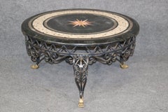Maitland Smith Inlaid marble Tessellated Top Metal and Brass Coffee Table