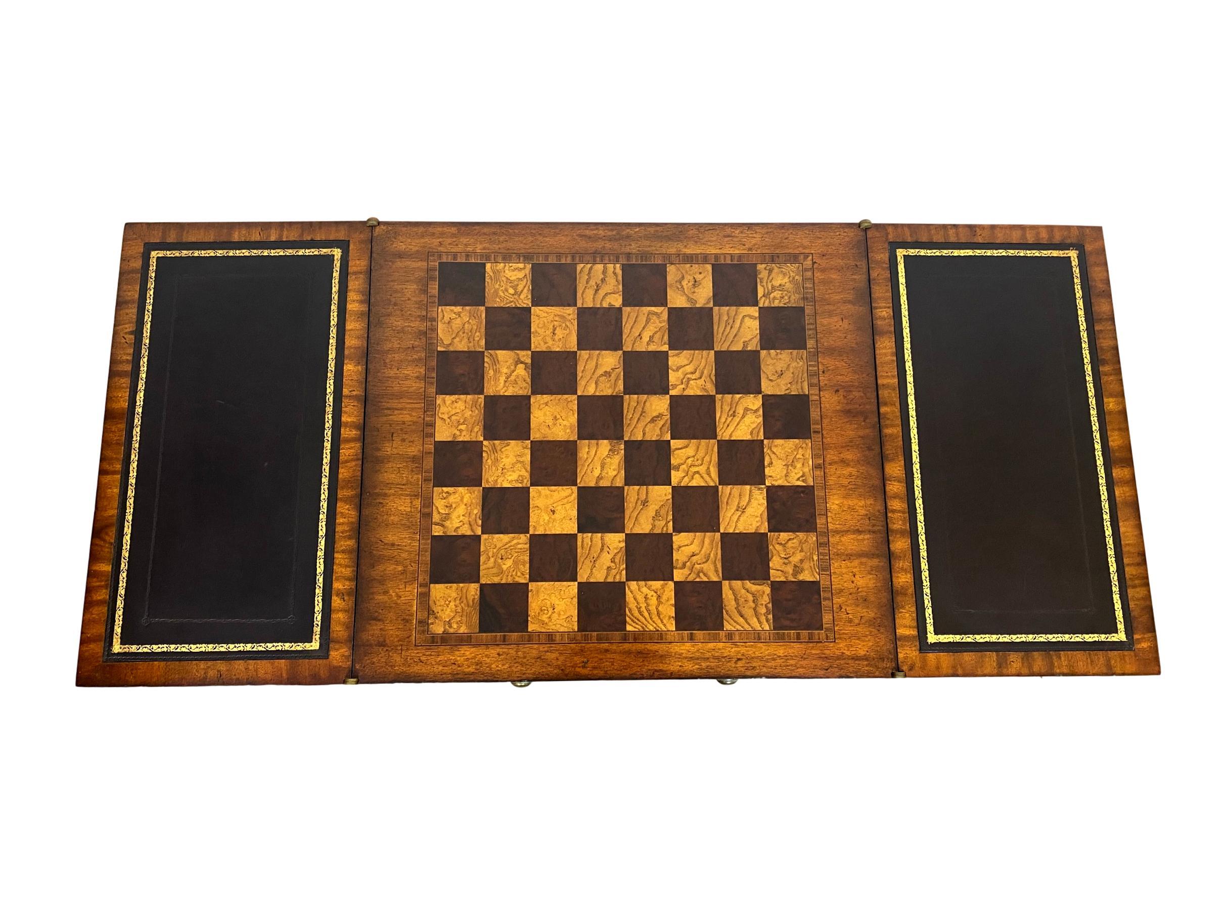 20th Century Maitland-Smith Inlaid with Exotic Woods Marquetry Game Table Chess