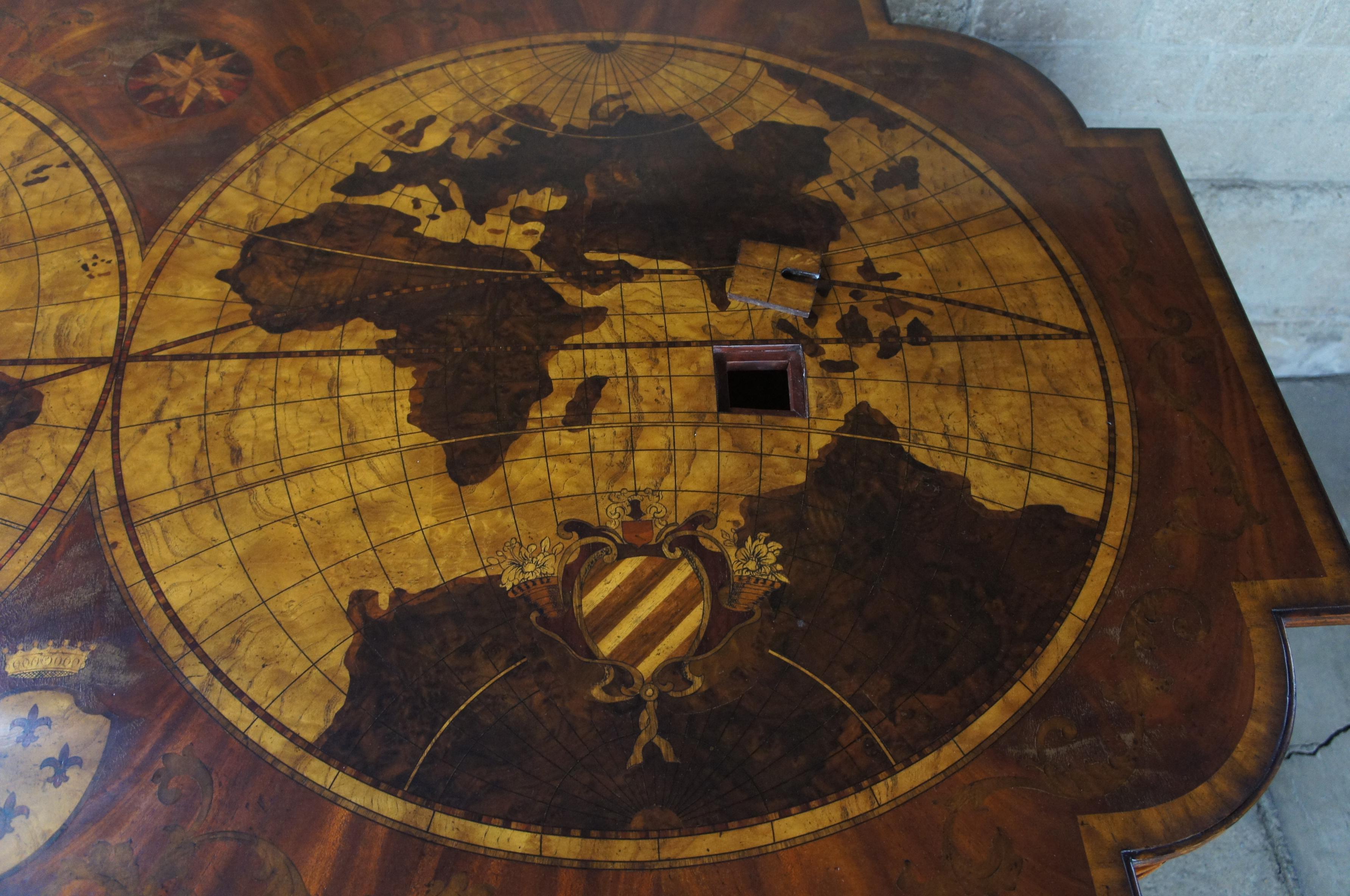 Sheraton Maitland Smith Inlaid World Map Mahogany Executive Library Desk 8109-55