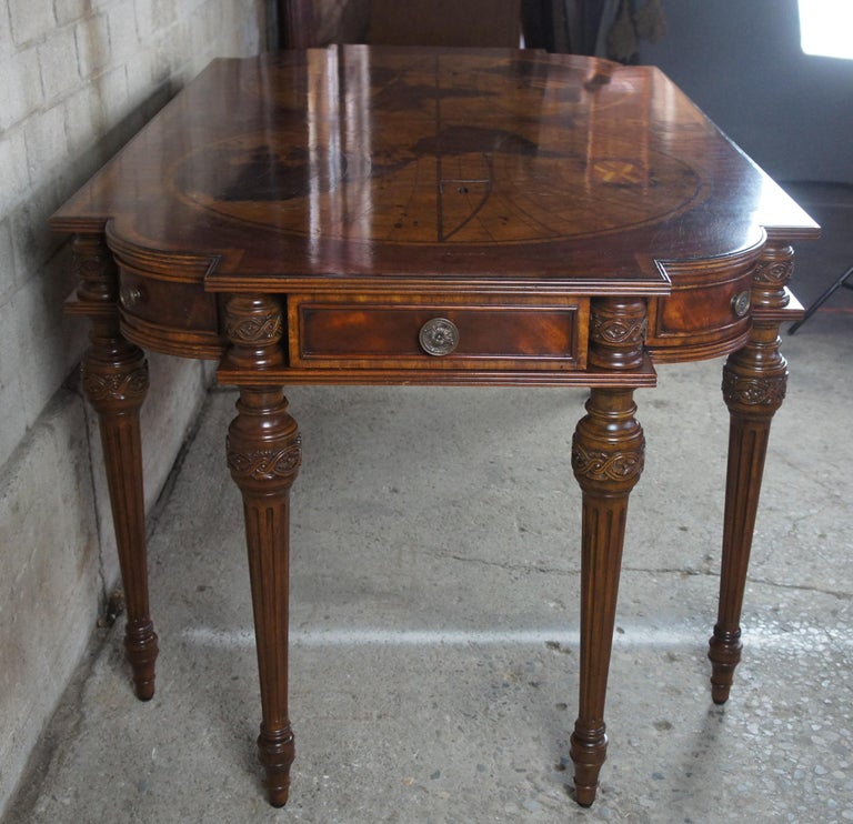 Maitland Smith Inlaid World Map Mahogany Executive Library Desk 8109-55