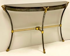 Maitland-Smith Iron, Brass and Tooled Leather Neo-Classical Style Console Table
