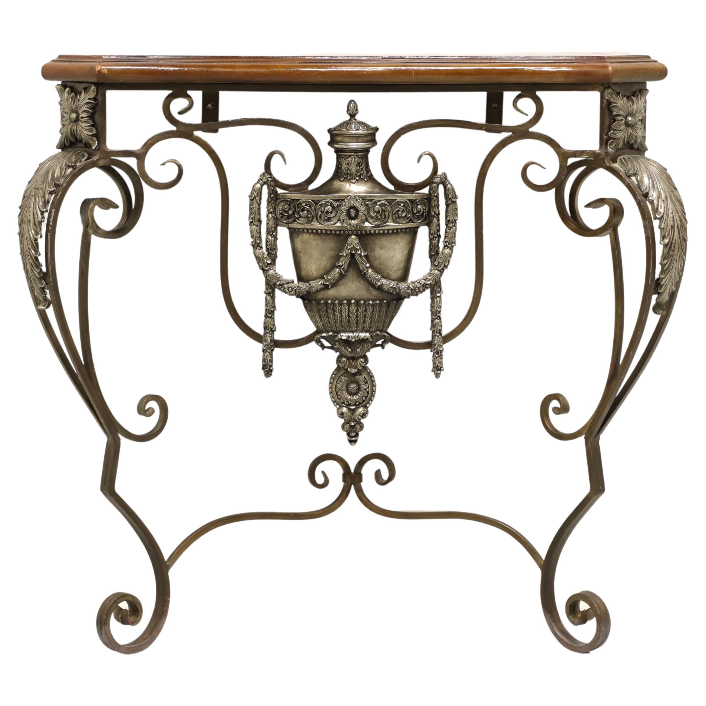 MAITLAND SMITH Iron & Tooled Leather Pier Table / Wall Console