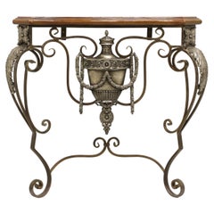 MAITLAND SMITH Iron & Tooled Leather Pier Table / Wall Console