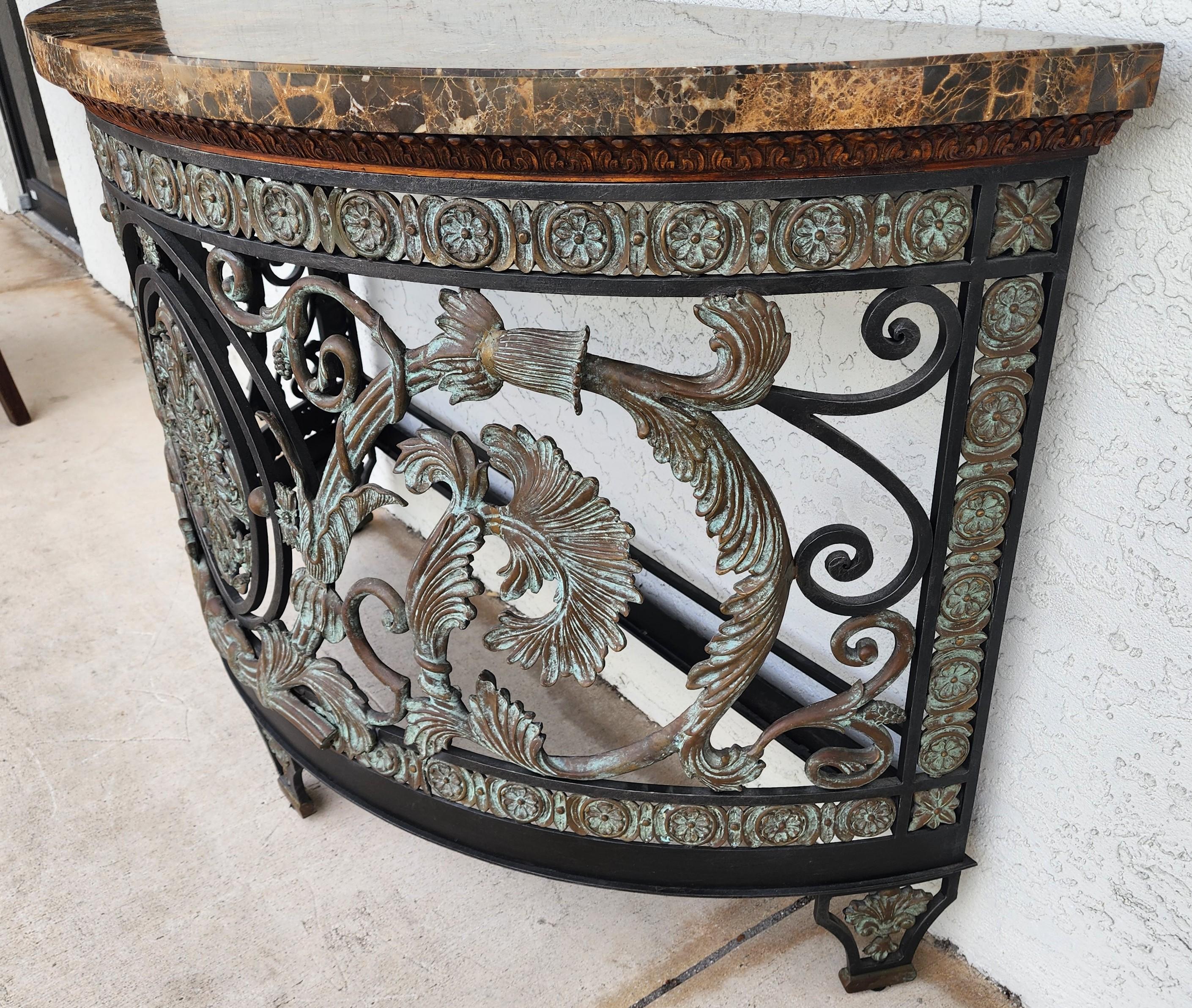 Maitland Smith Italian Console Table Demilune For Sale 4