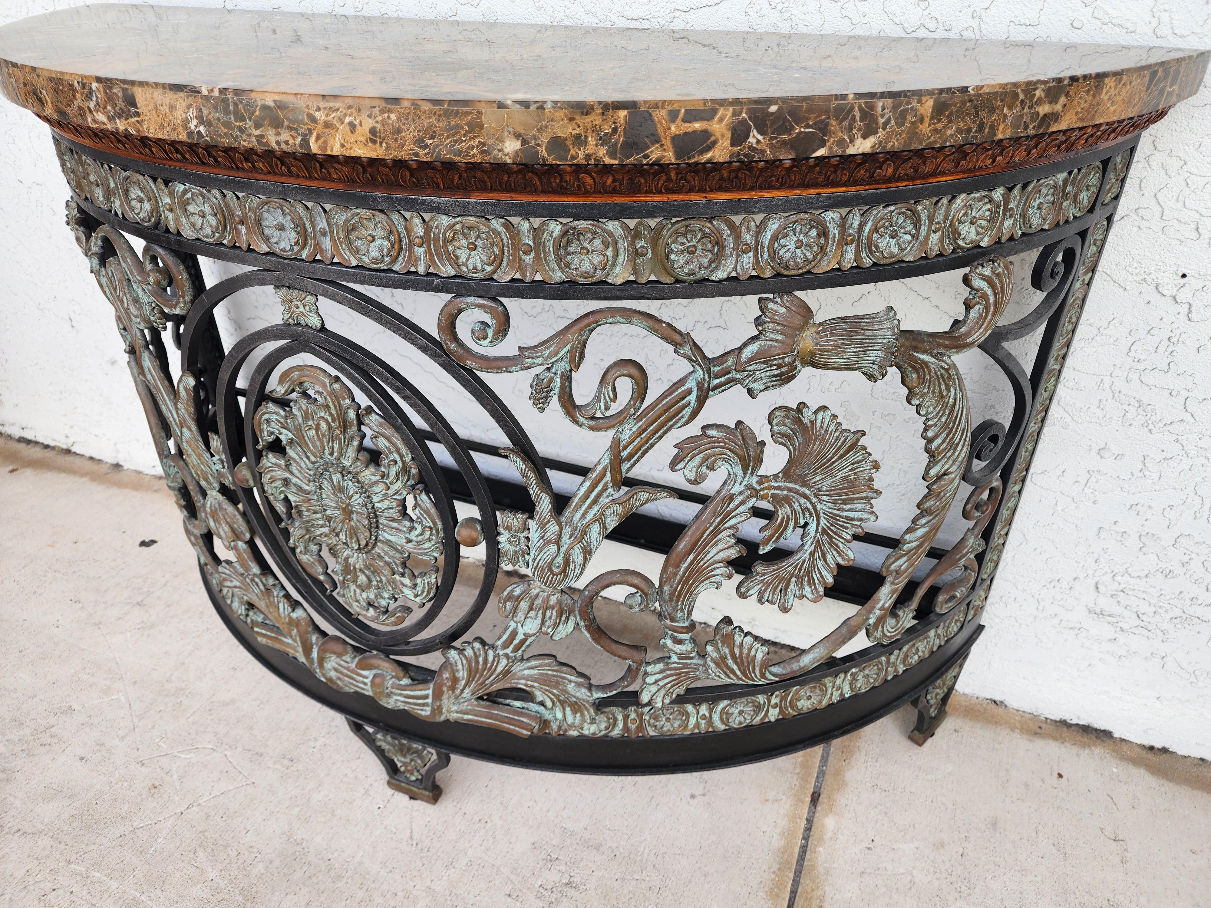 Maitland Smith Italian Console Table Demilune For Sale 5