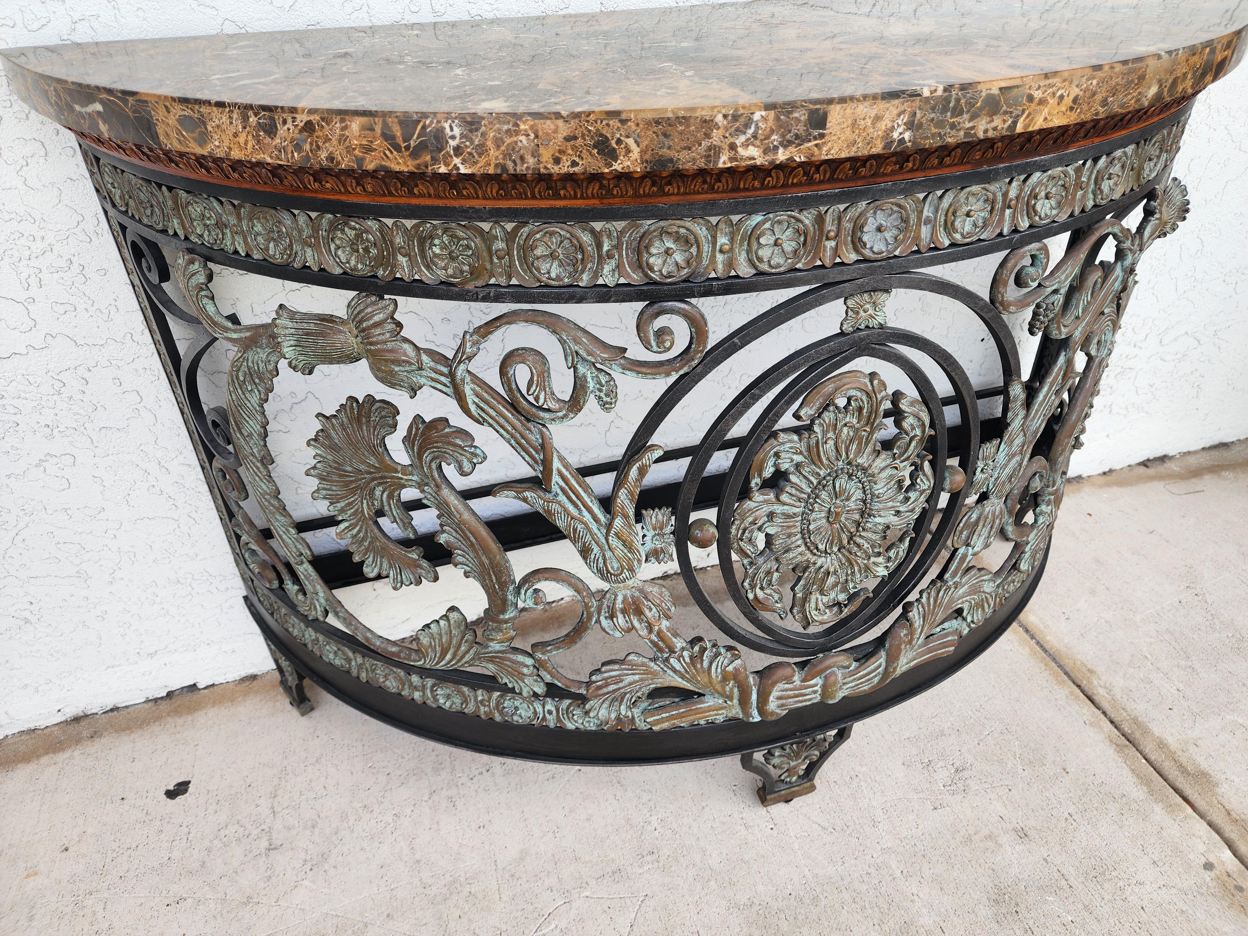 Maitland Smith Italian Console Table Demilune For Sale 6