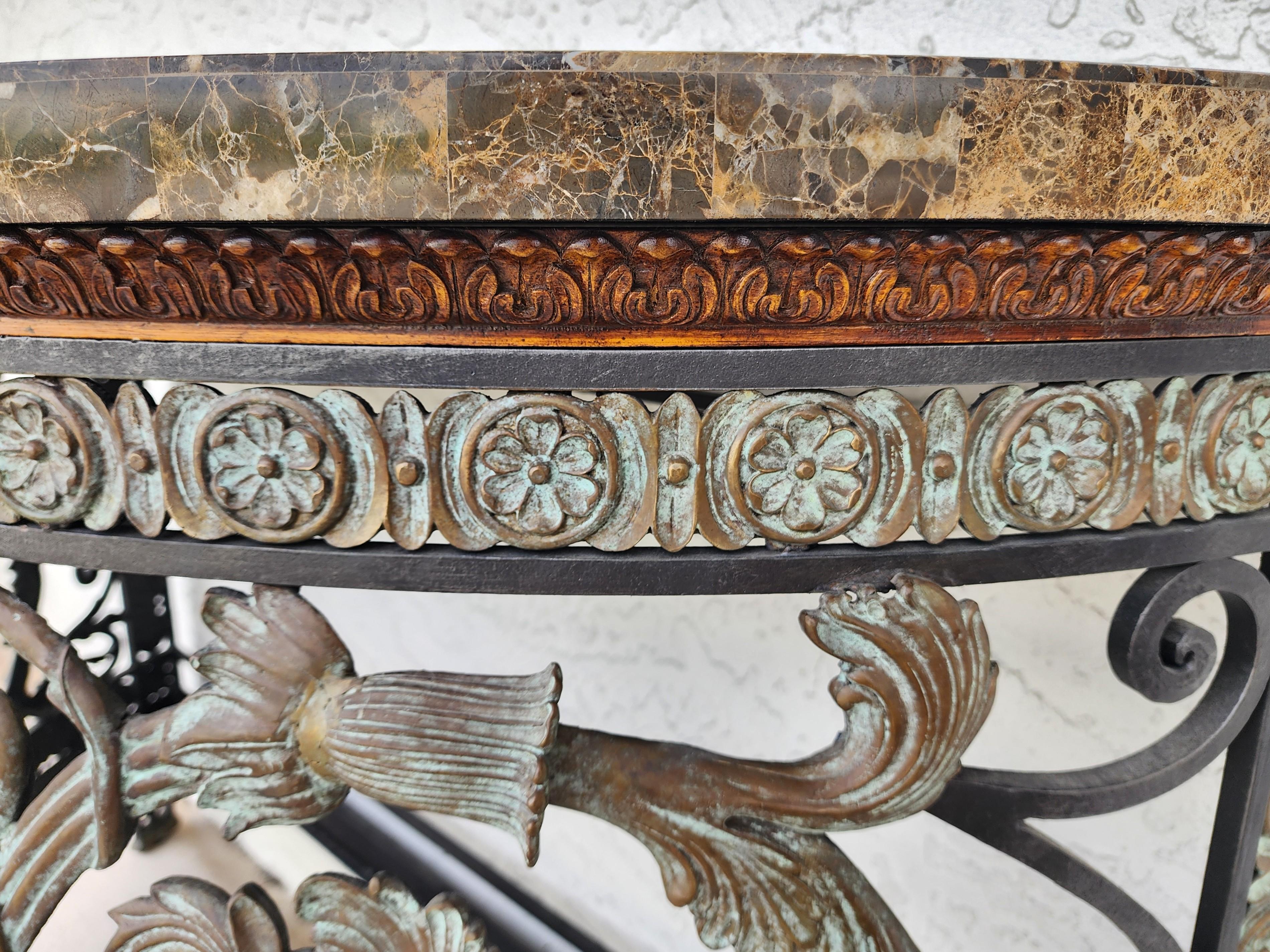 Maitland Smith Italian Console Table Demilune In Good Condition For Sale In Lake Worth, FL