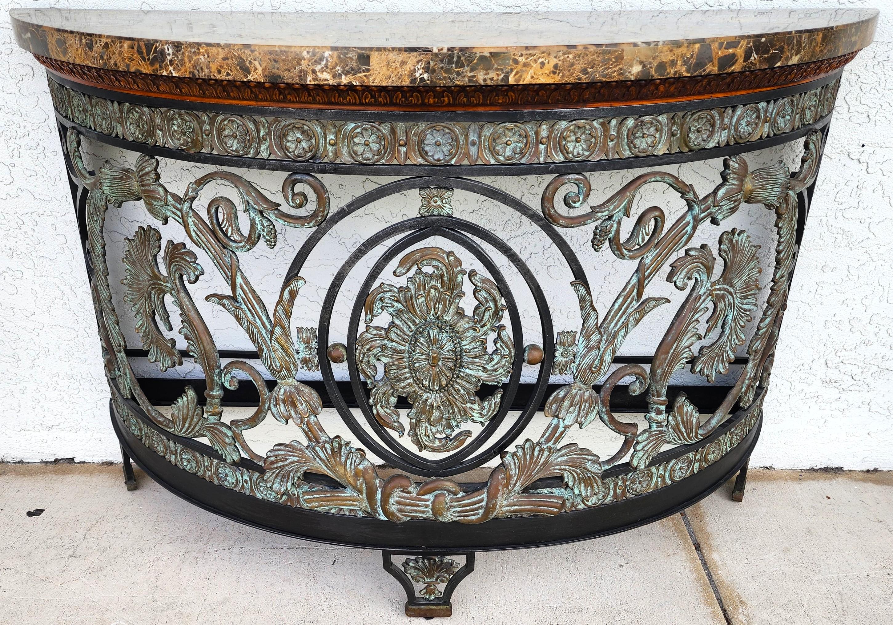 Late 20th Century Maitland Smith Italian Console Table Demilune For Sale