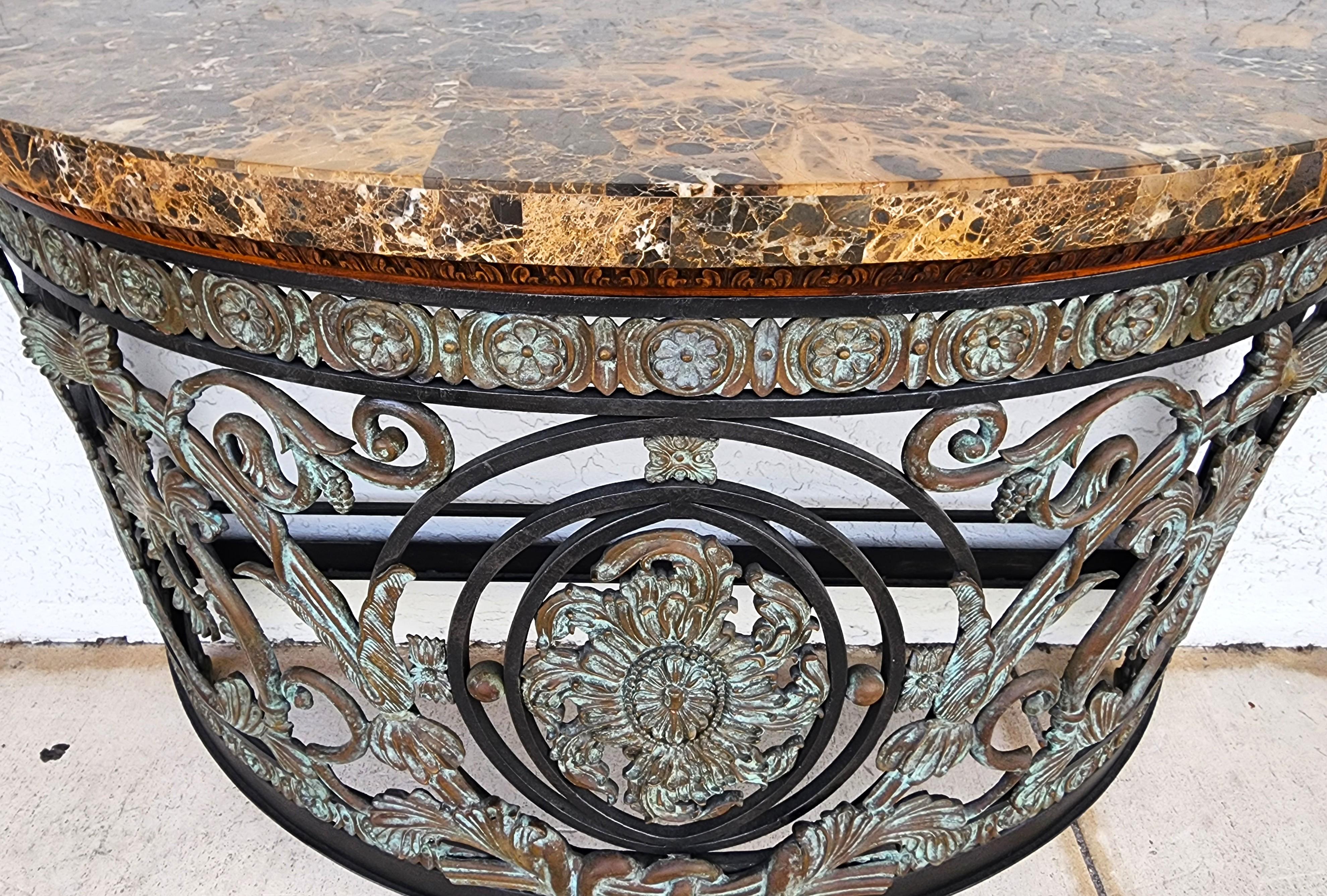 Maitland Smith Italian Console Table Demilune For Sale 2