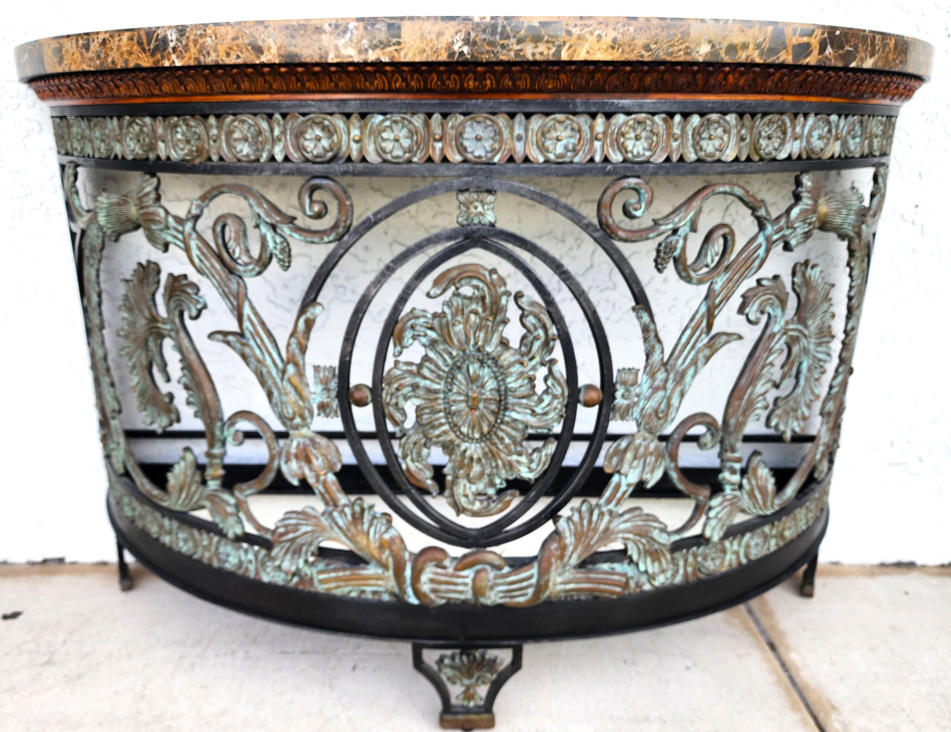 Maitland Smith Italian Console Table Demilune For Sale 3