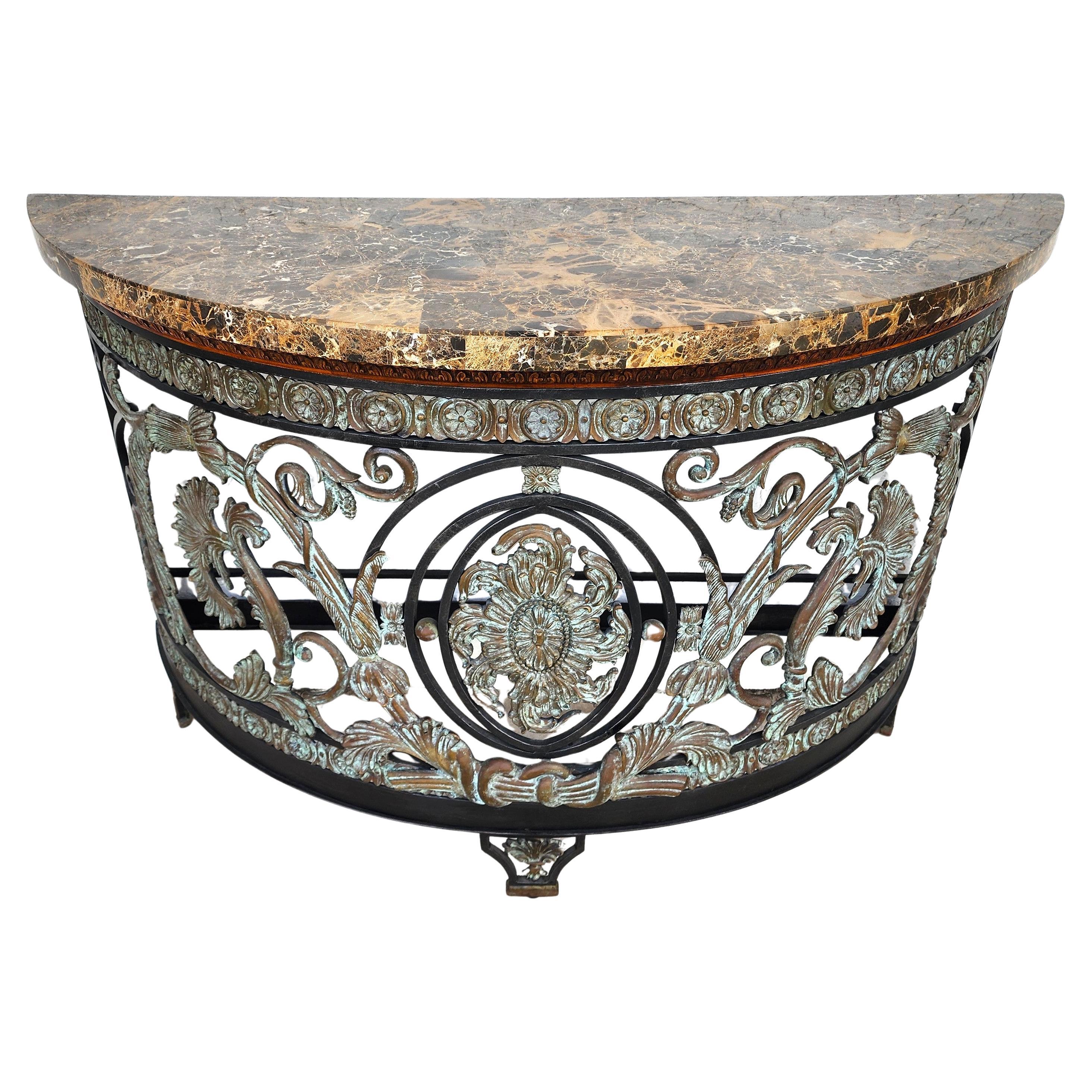 Maitland Smith Italian Console Table Demilune For Sale