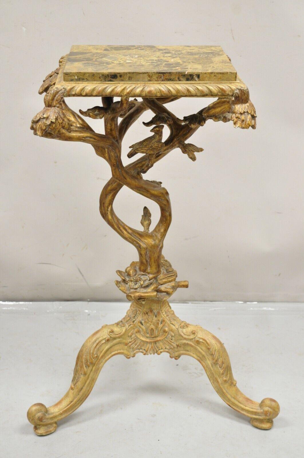 Maitland Smith Italian Grotto Style Branch and Bird Figural Pedestal Side Table. For Sale 4