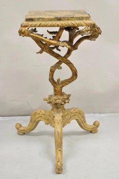 Maitland Smith Italian Grotto Style Branch and Bird Figural Pedestal Side Table