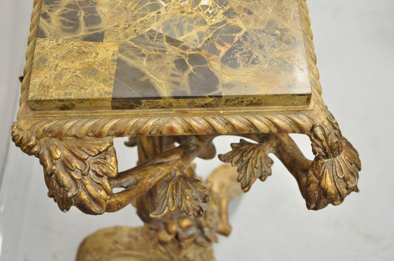 Maitland Smith Italian Grotto Style Branch and Bird Figural Pedestal Side Table. For Sale 2