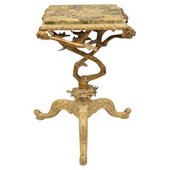 Retro Maitland Smith Italian Grotto Style Branch and Bird Figural Pedestal Side Table.