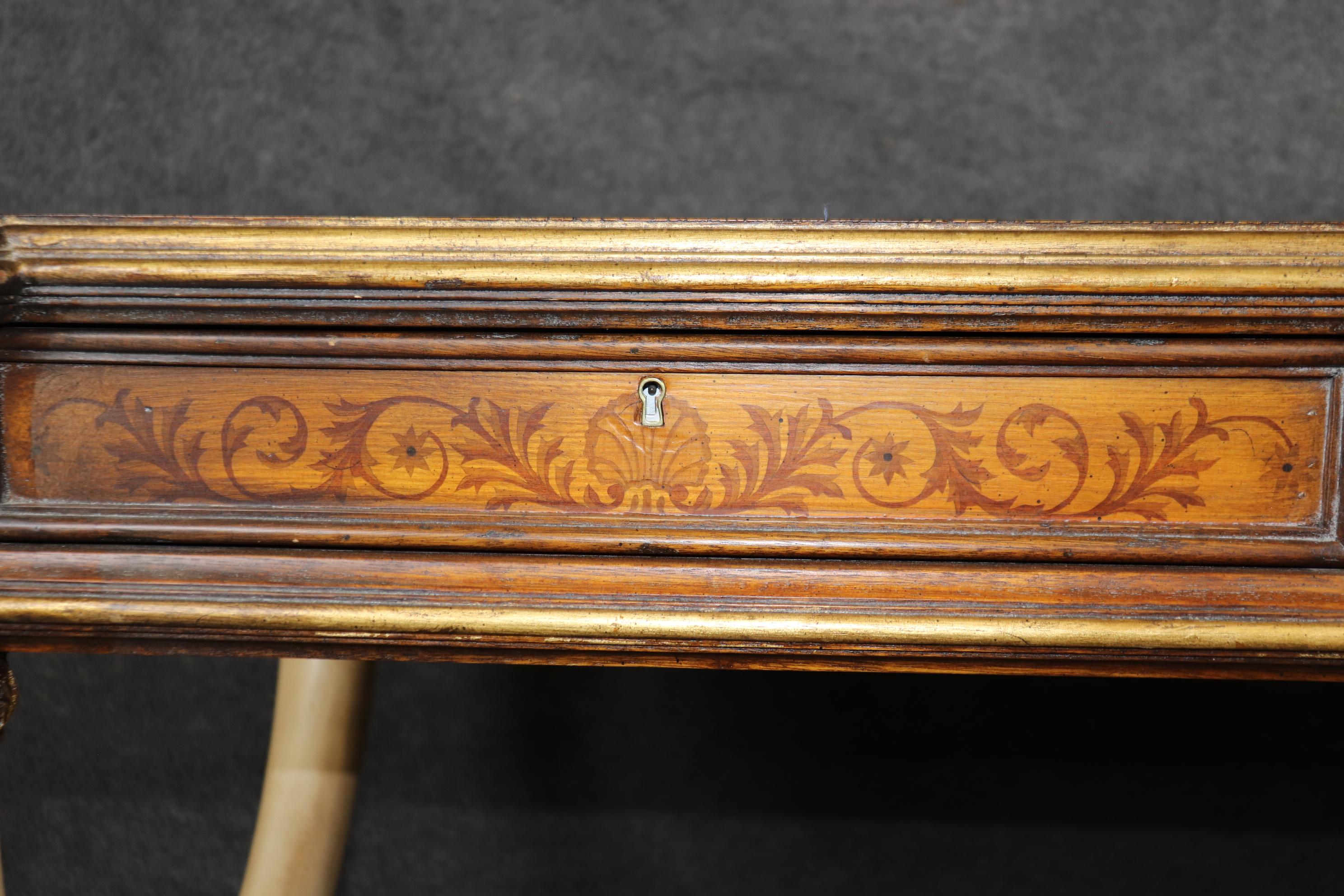 Maitland Smith Ivory Painted Decorated Burled Walnut style Desk Bureau Plat 20