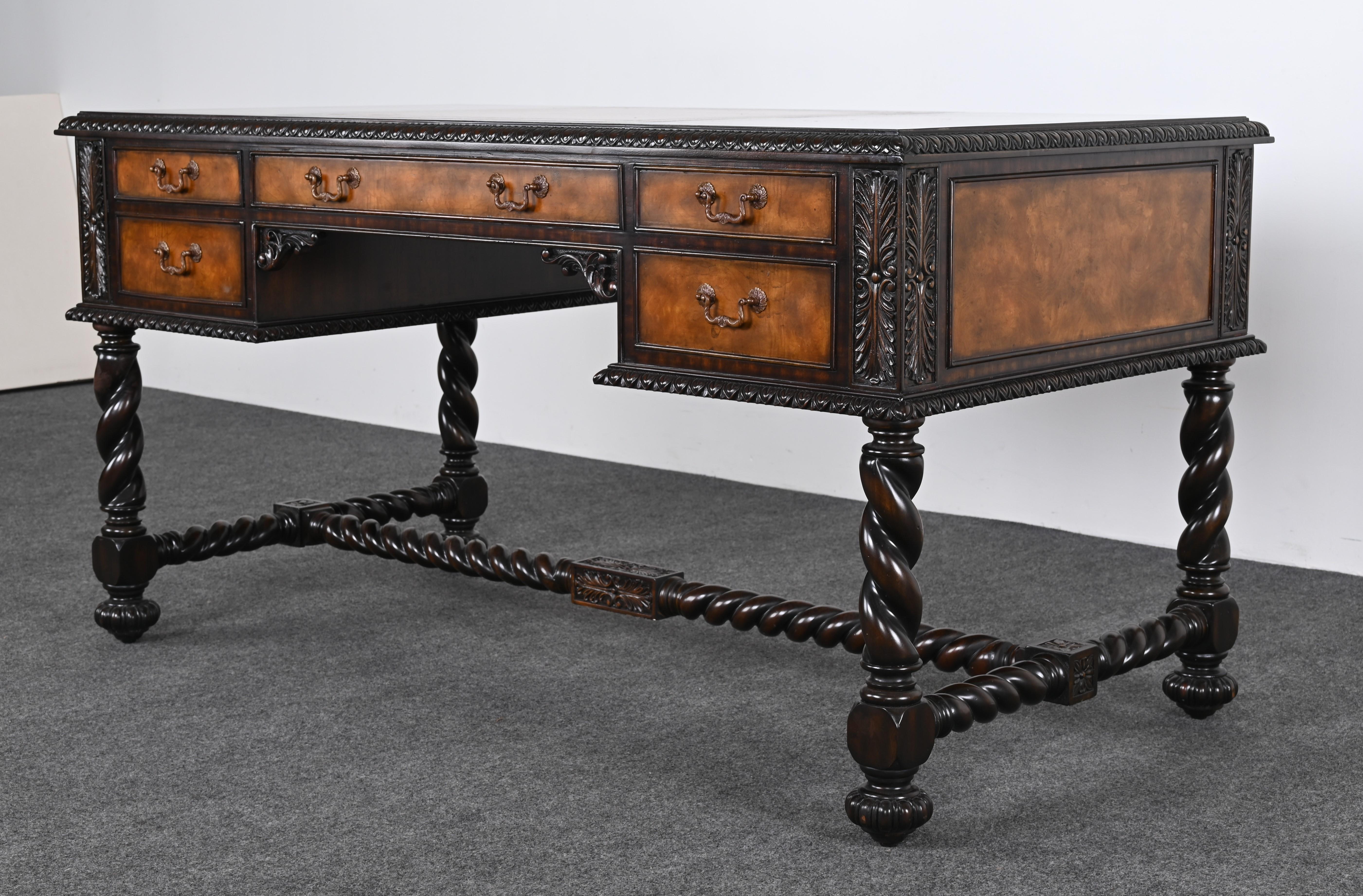 Maitland Smith Jacobean Style Desk Signed In Good Condition In Hamburg, PA