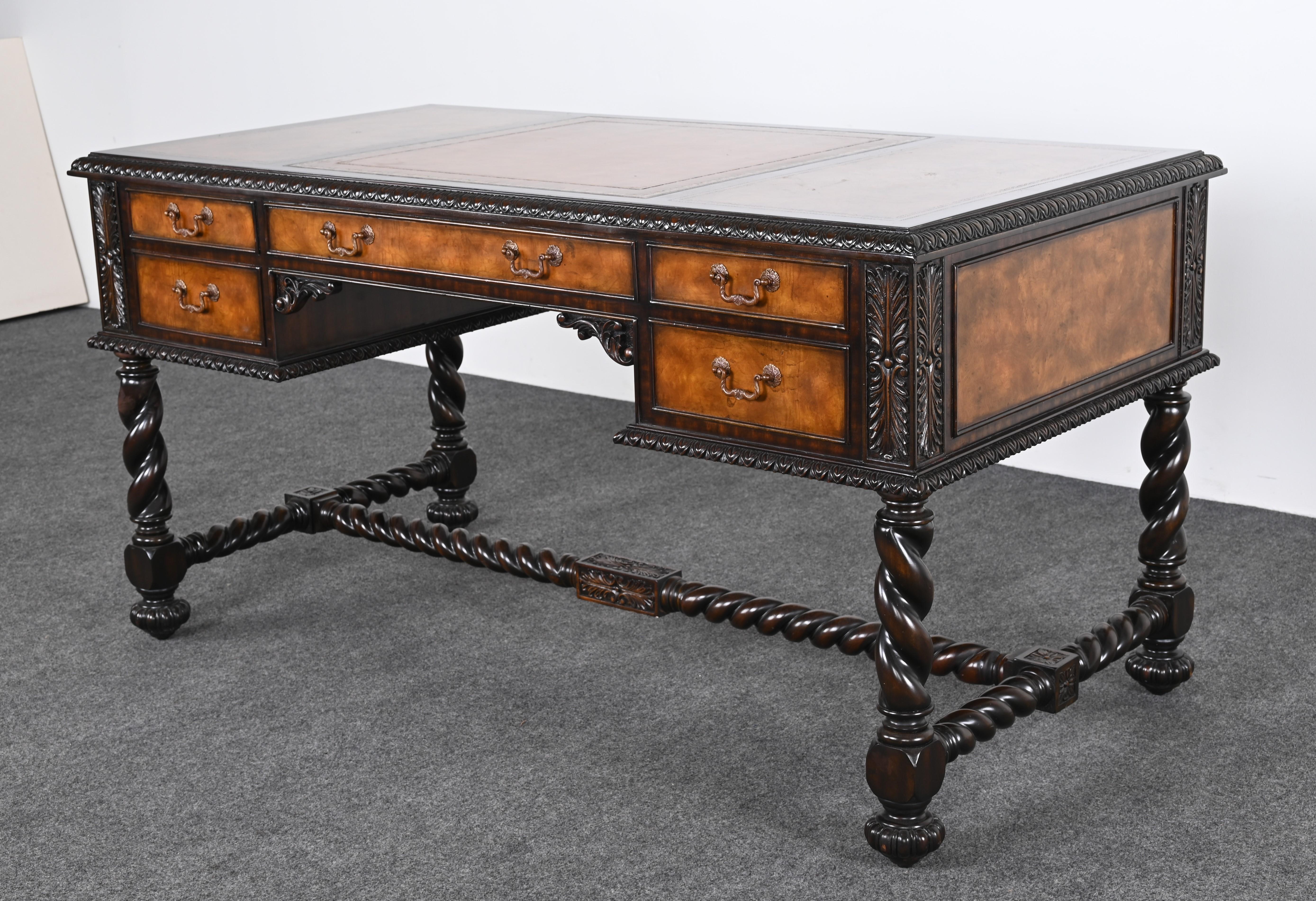Late 20th Century Maitland Smith Jacobean Style Desk Signed