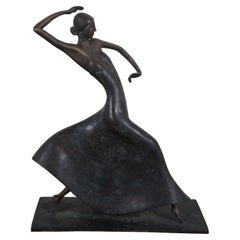Vintage Maitland Smith Karl Hagenauer Josephine Baker Bronze Dancer Figurine 13"