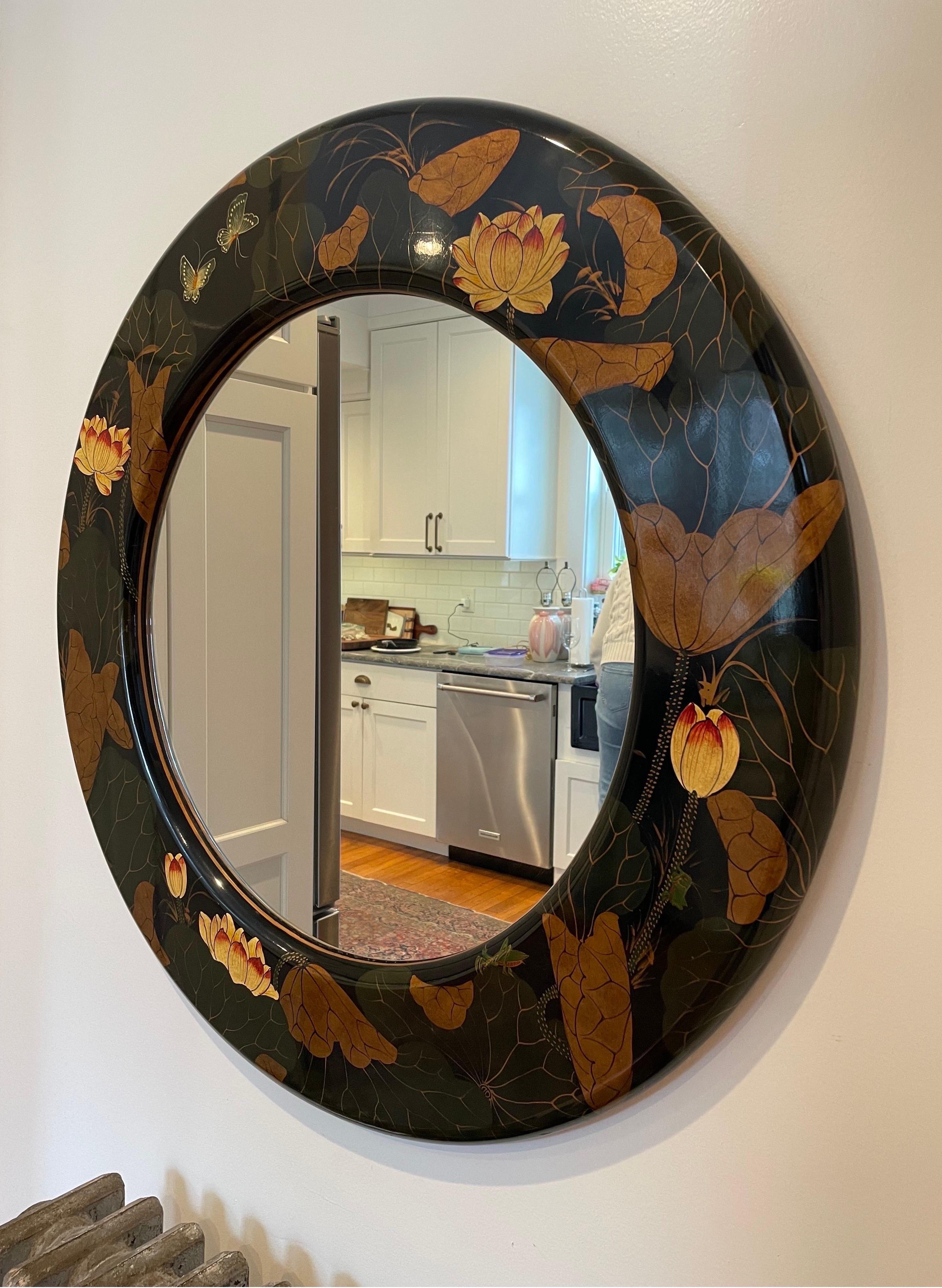 Hong Kong Maitland Smith Lacquer Chinoiserie Mirror For Sale