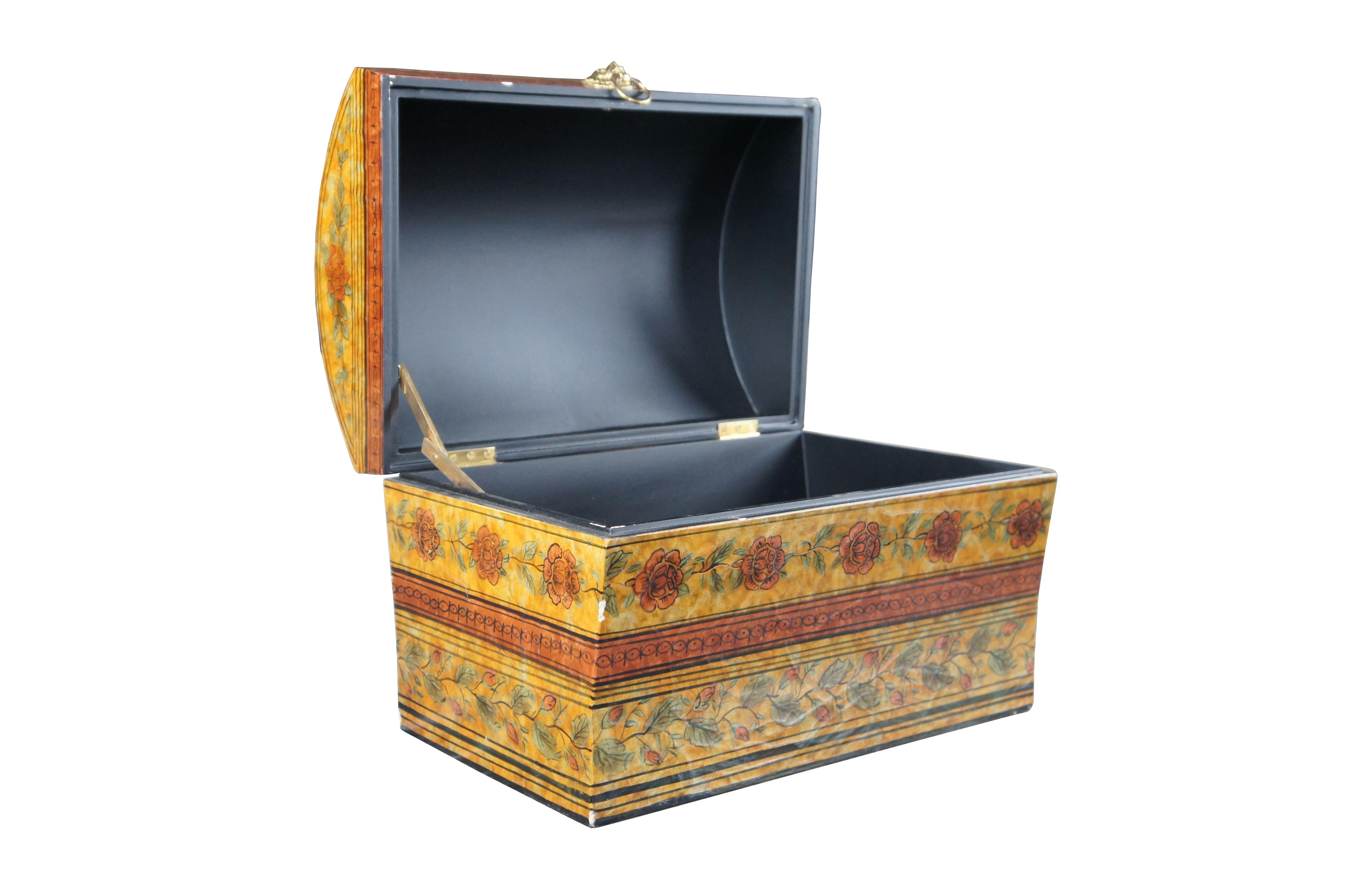 Maitland Smith Lacquered Chinoiserie Dome Top Lion Handle Storage Keepsake Box In Fair Condition For Sale In Dayton, OH