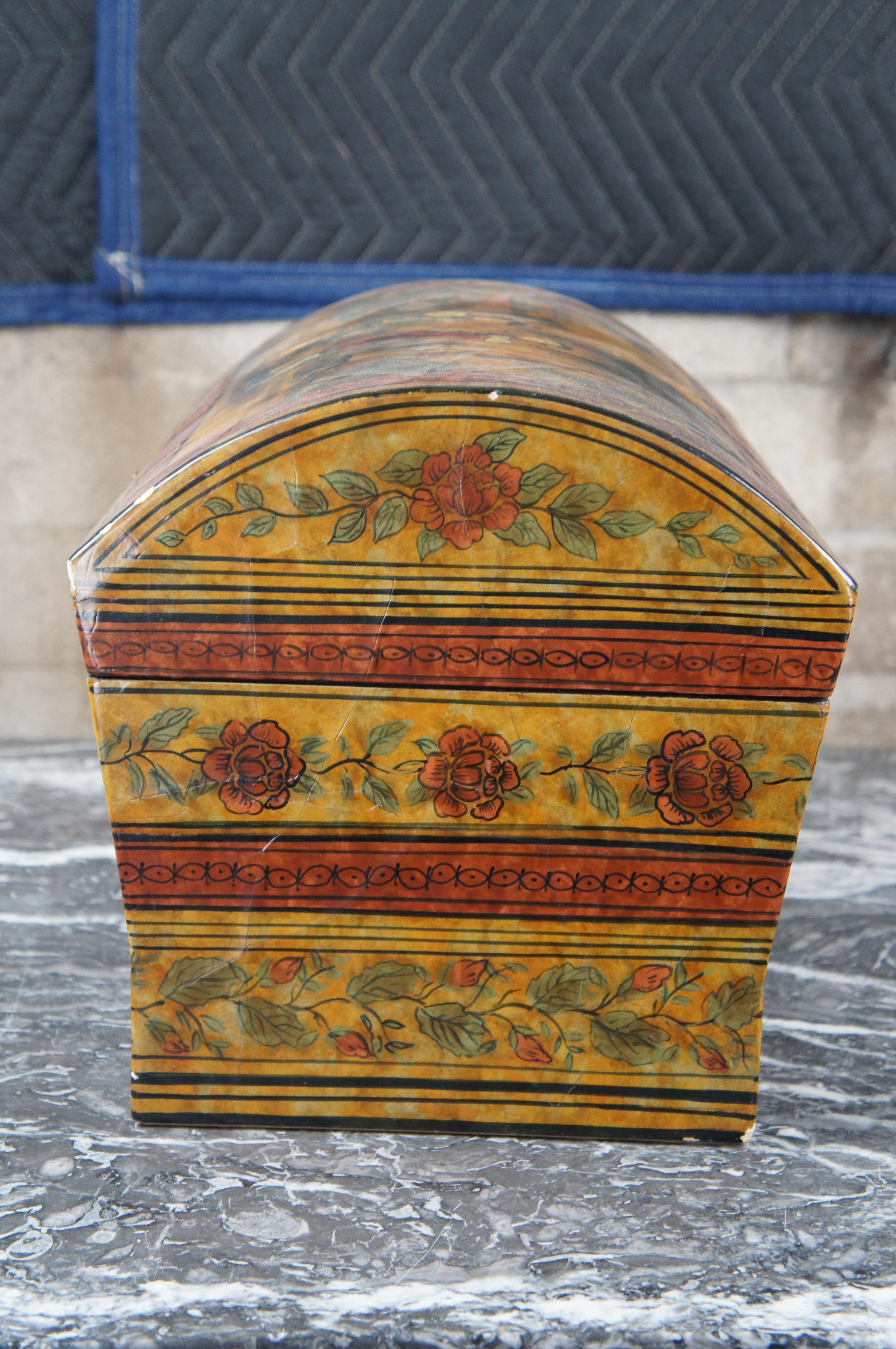 Maitland Smith Lacquered Chinoiserie Dome Top Lion Handle Storage Keepsake Box For Sale 1
