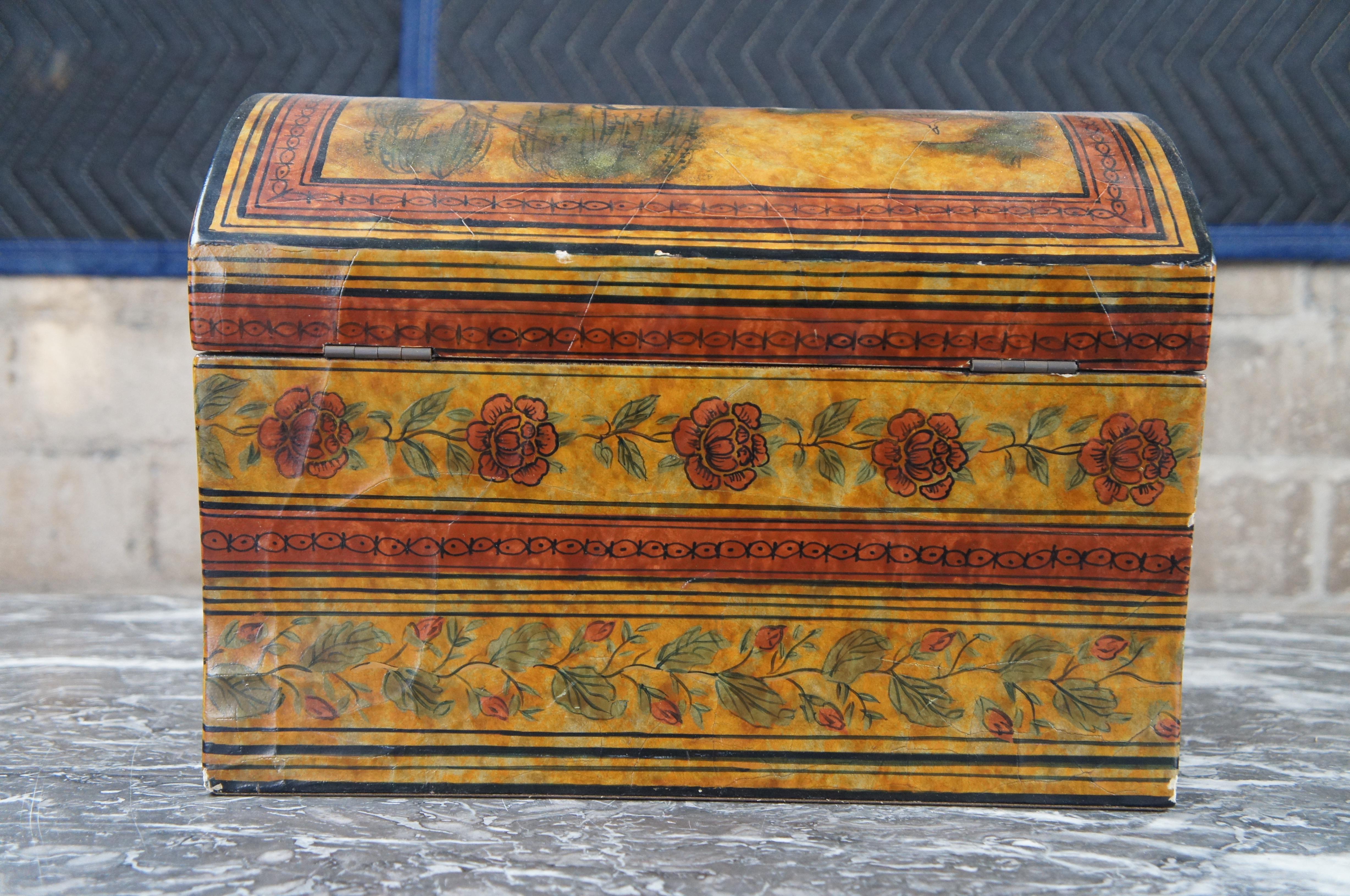 Maitland Smith Lacquered Chinoiserie Dome Top Lion Handle Storage Keepsake Box For Sale 2