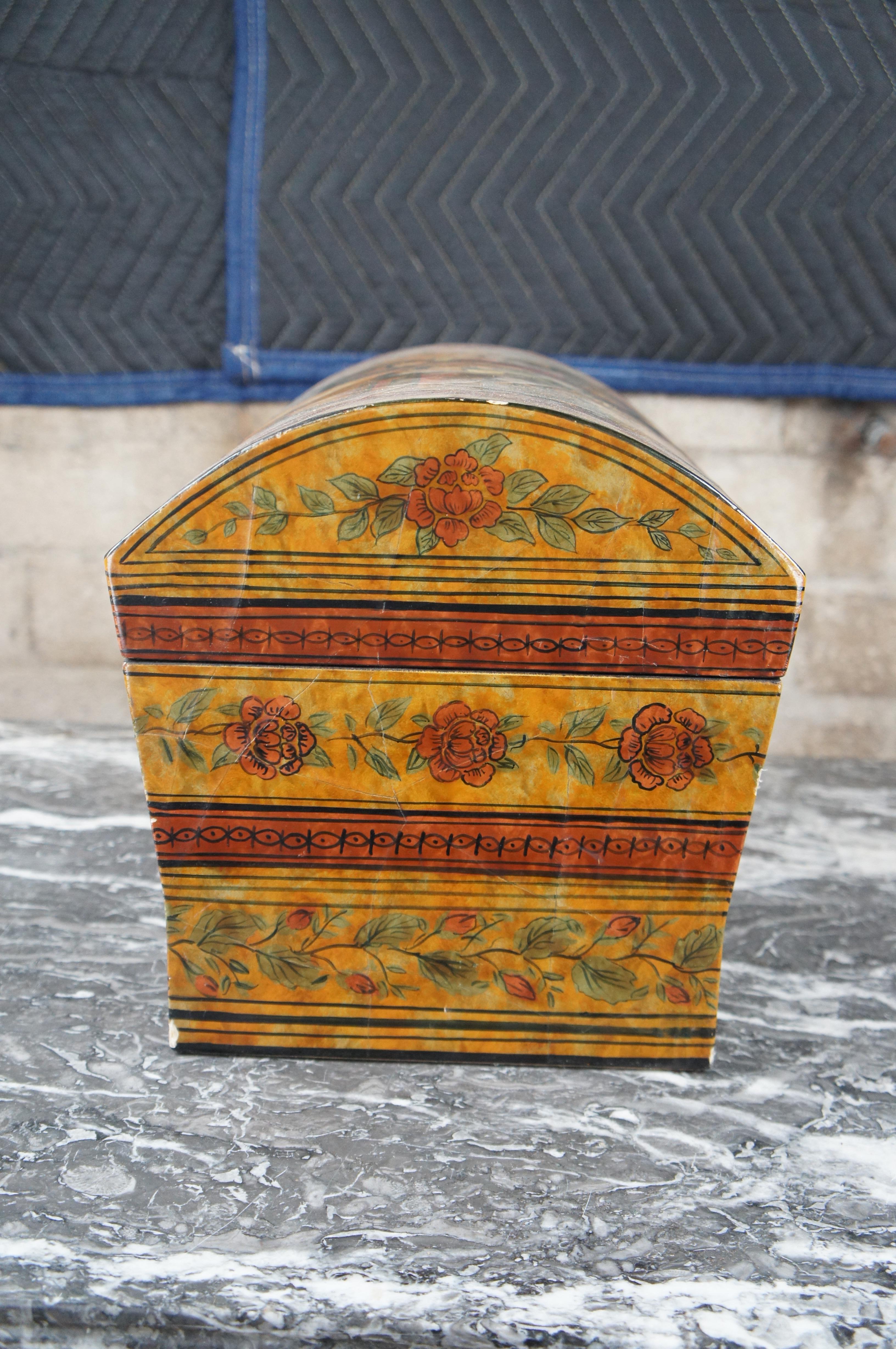 Maitland Smith Lacquered Chinoiserie Dome Top Lion Handle Storage Keepsake Box For Sale 3