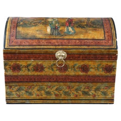 Maitland Smith Lacquered Chinoiserie Dome Top Lion Handle Storage Keepsake Box