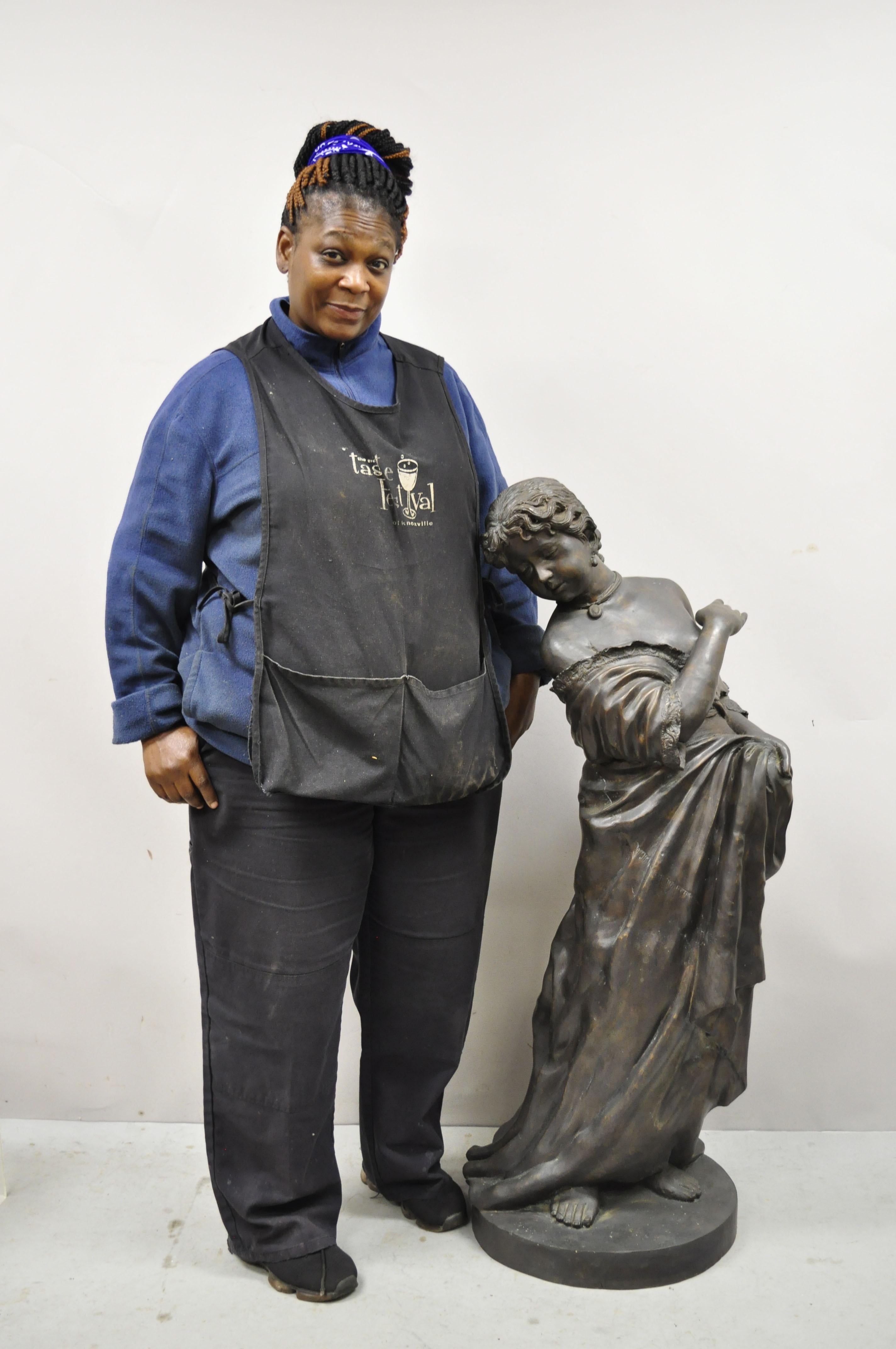 Maitland Smith Large Bronze Girl Statue Sculpture Victorian Style 2