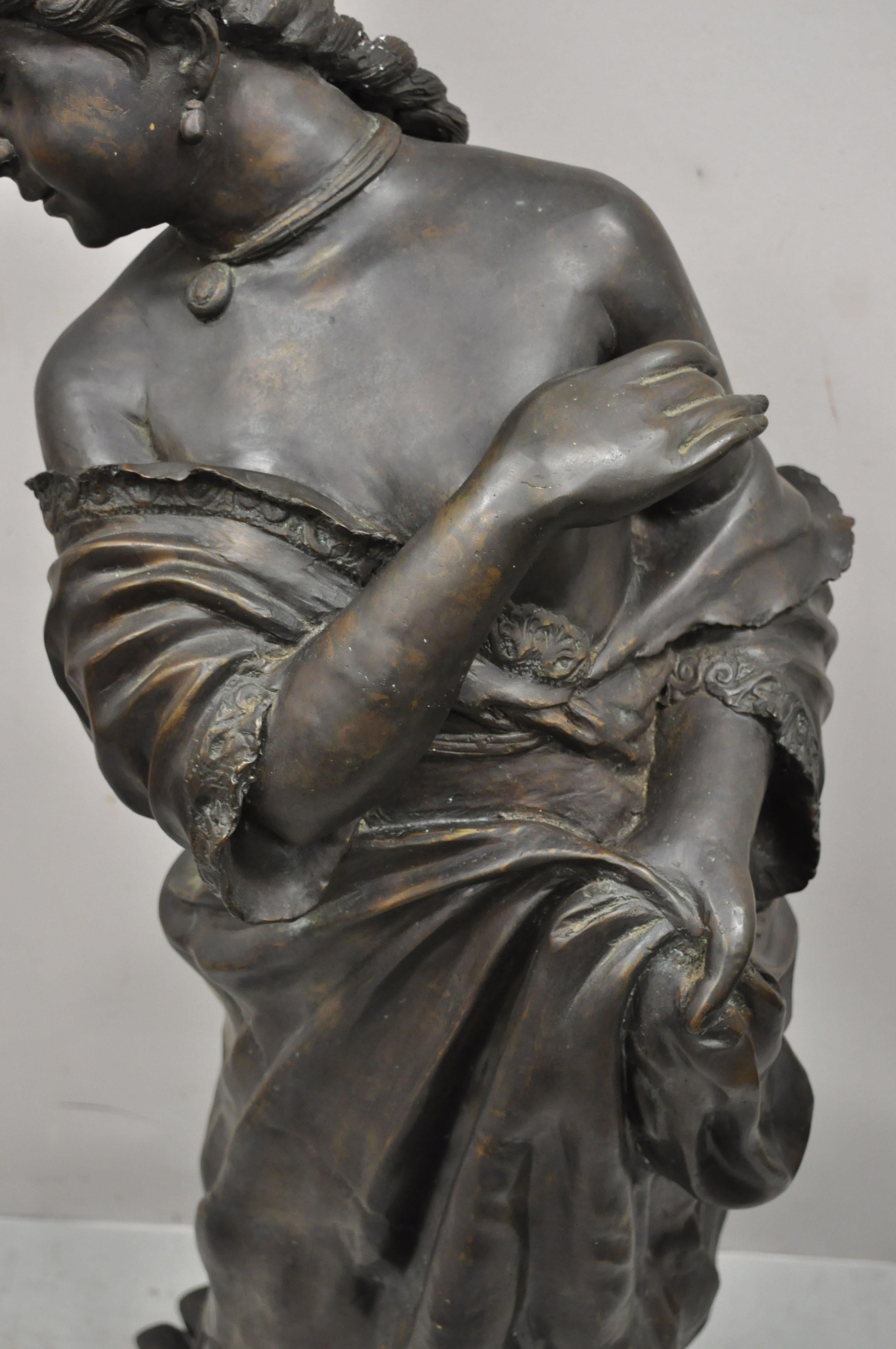 Große Bronzeskulptur einer Mädchenstatue im viktorianischen Stil von Maitland Smith (Thailändisch) im Angebot