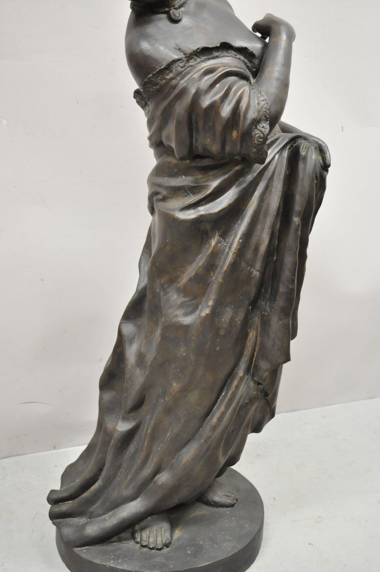 Contemporary Maitland Smith Large Bronze Girl Statue Sculpture Victorian Style For Sale