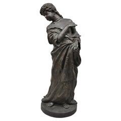 Maitland Smith Large Bronze Girl Statue Sculpture Victorian Style