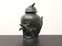 MAITLAND SMITH Large Bronze Lidded Urn with Lizards
