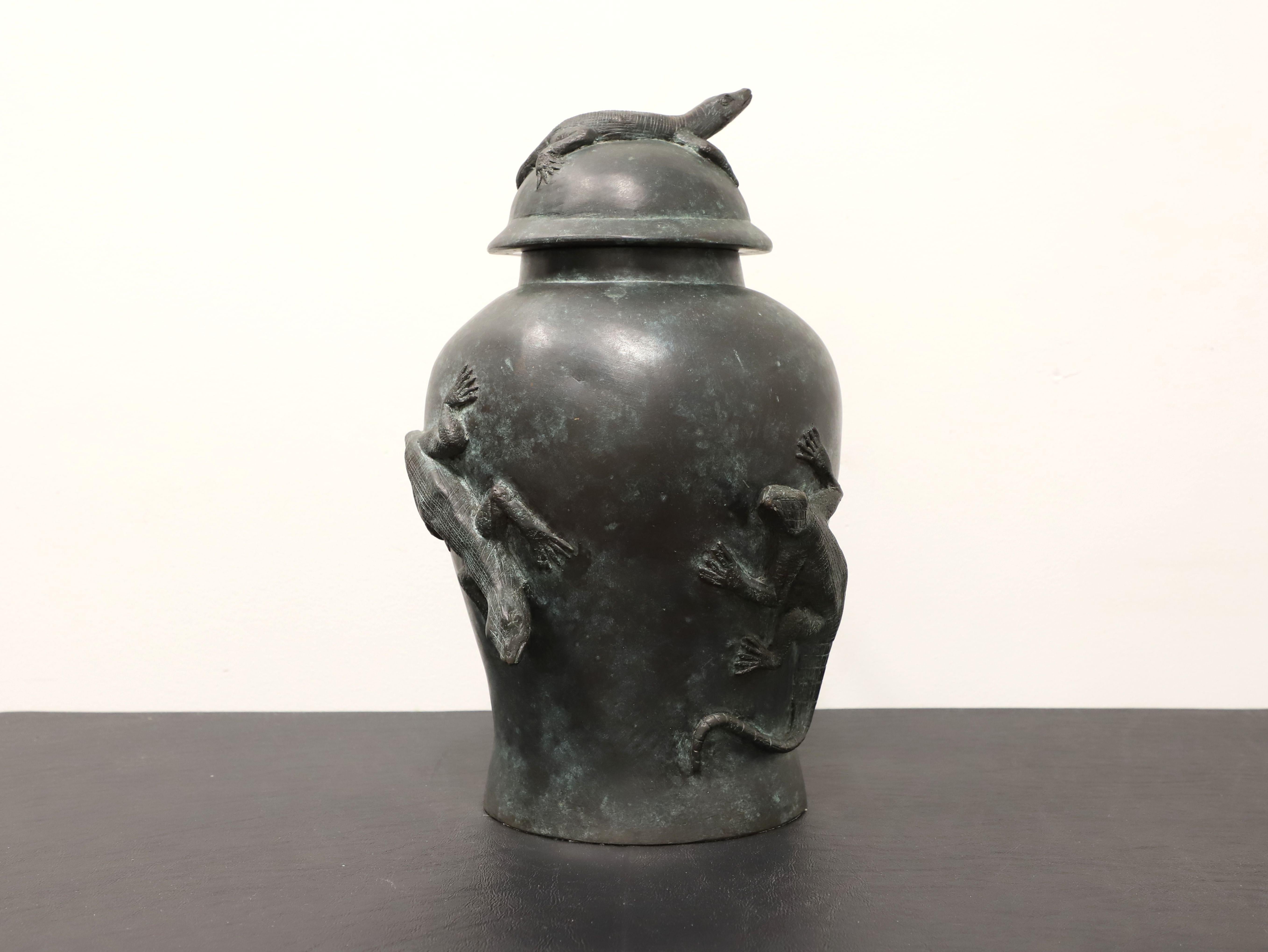 Other MAITLAND SMITH Large Bronze Lidded Urn with Lizards For Sale