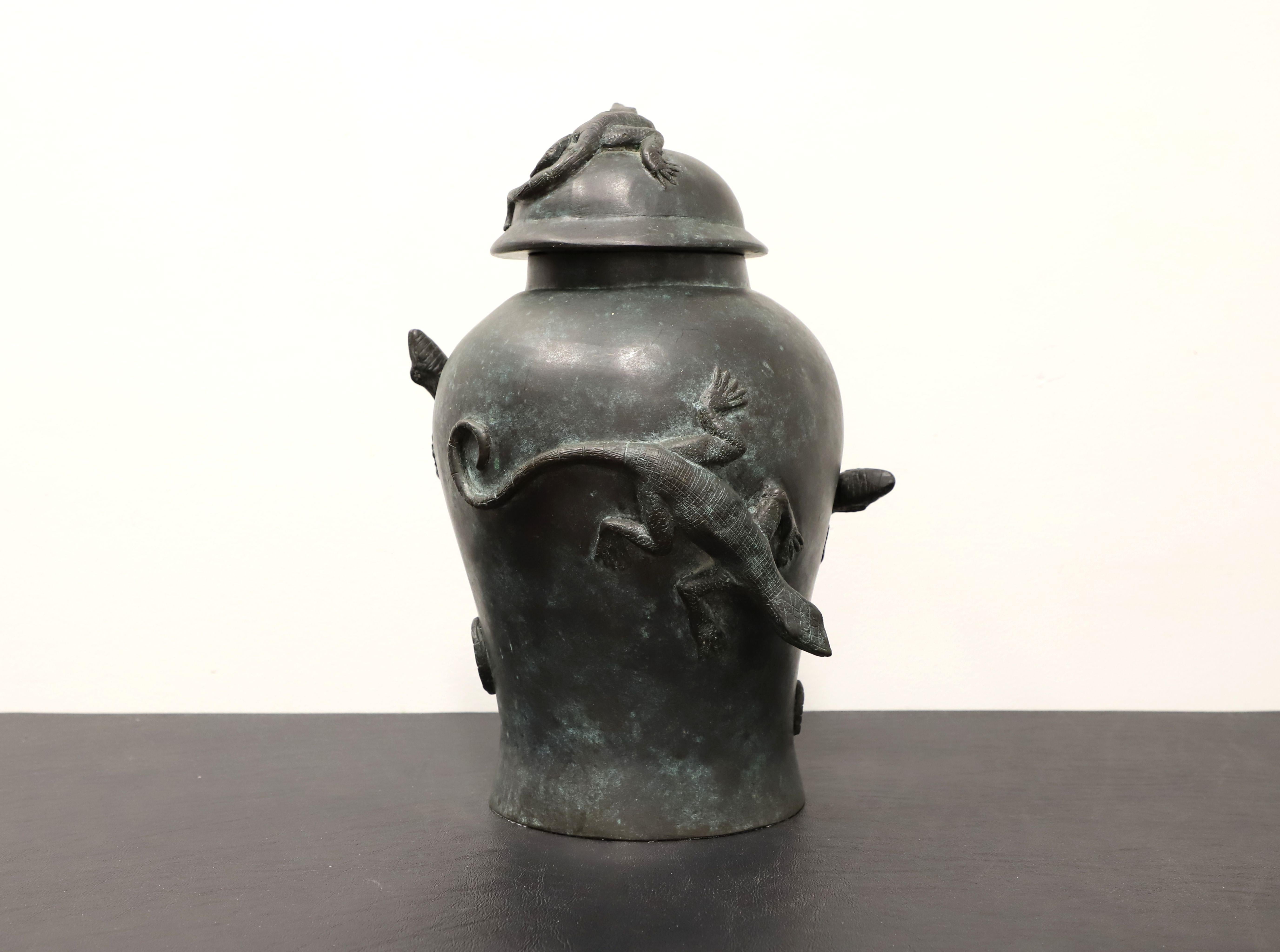 Thai MAITLAND SMITH Large Bronze Lidded Urn with Lizards For Sale