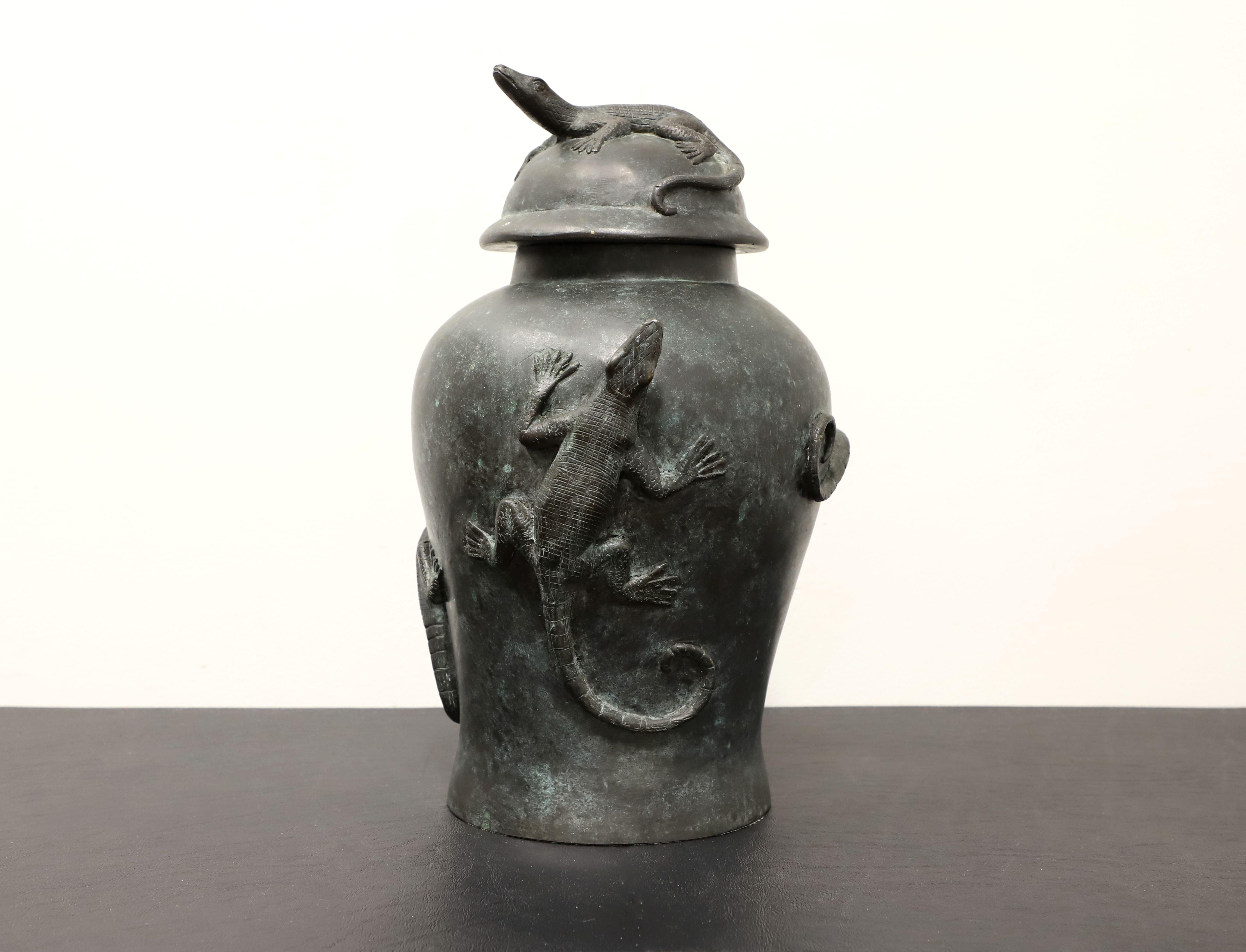MAITLAND SMITH Large Bronze Lidded Urn with Lizards For Sale 2