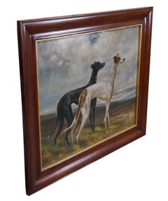 Maitland Smith Peinture à l'huile d'après Maud Earl Cadre en acajou 45".