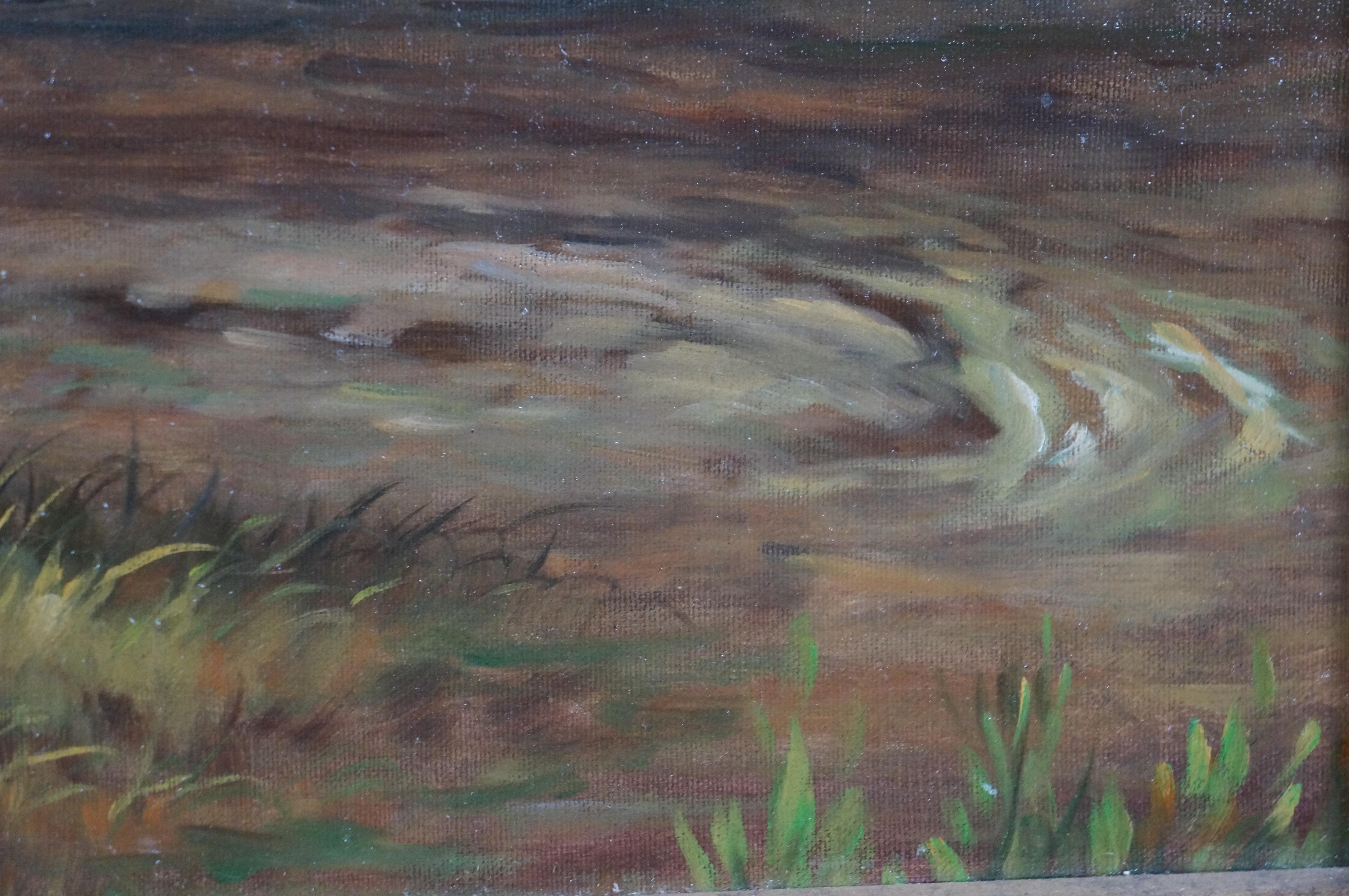 20th Century Maitland Smith Large Greyhounds Oil Painting After Maude Earl Mahogany Frame 45
