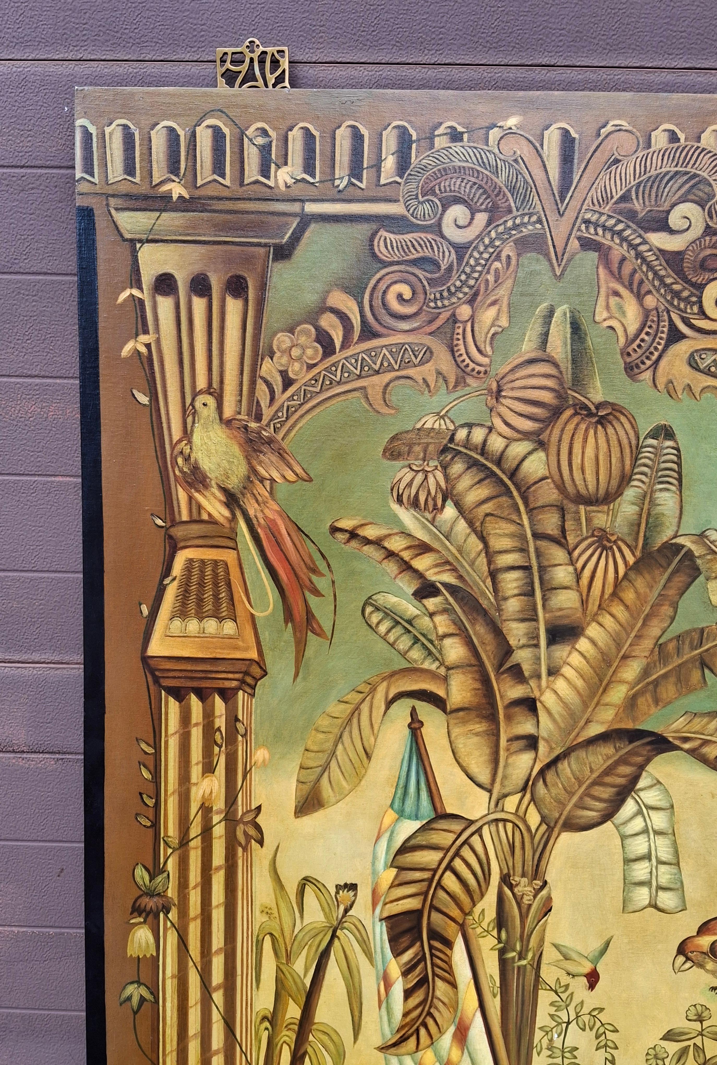 Maitland Smith Large Oil Hand Painted Canvas on Wood Panel (Handbemalt) im Angebot