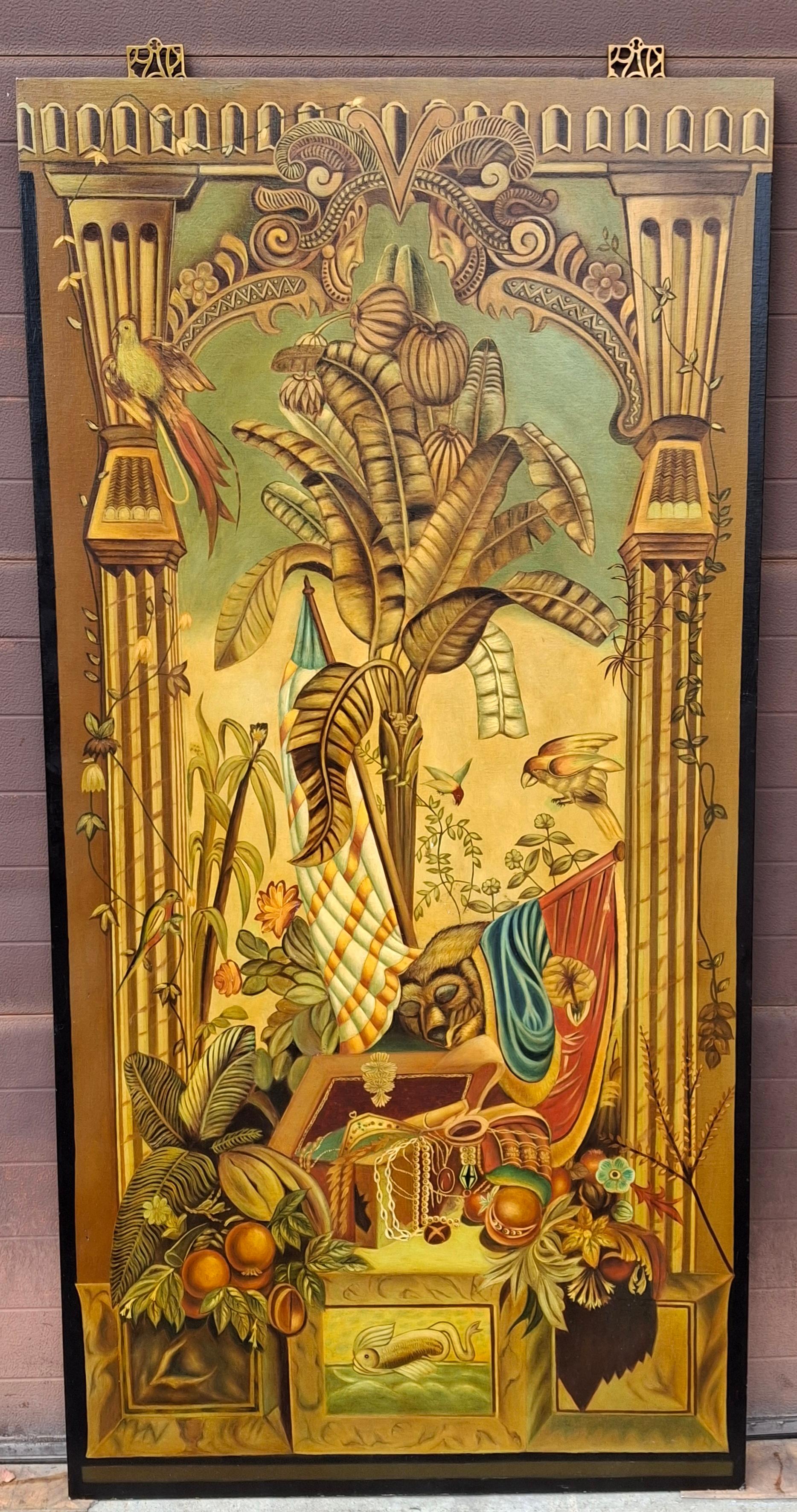 Maitland Smith Large Oil Hand Painted Canvas on Wood Panel im Zustand „Gut“ im Angebot in Germantown, MD